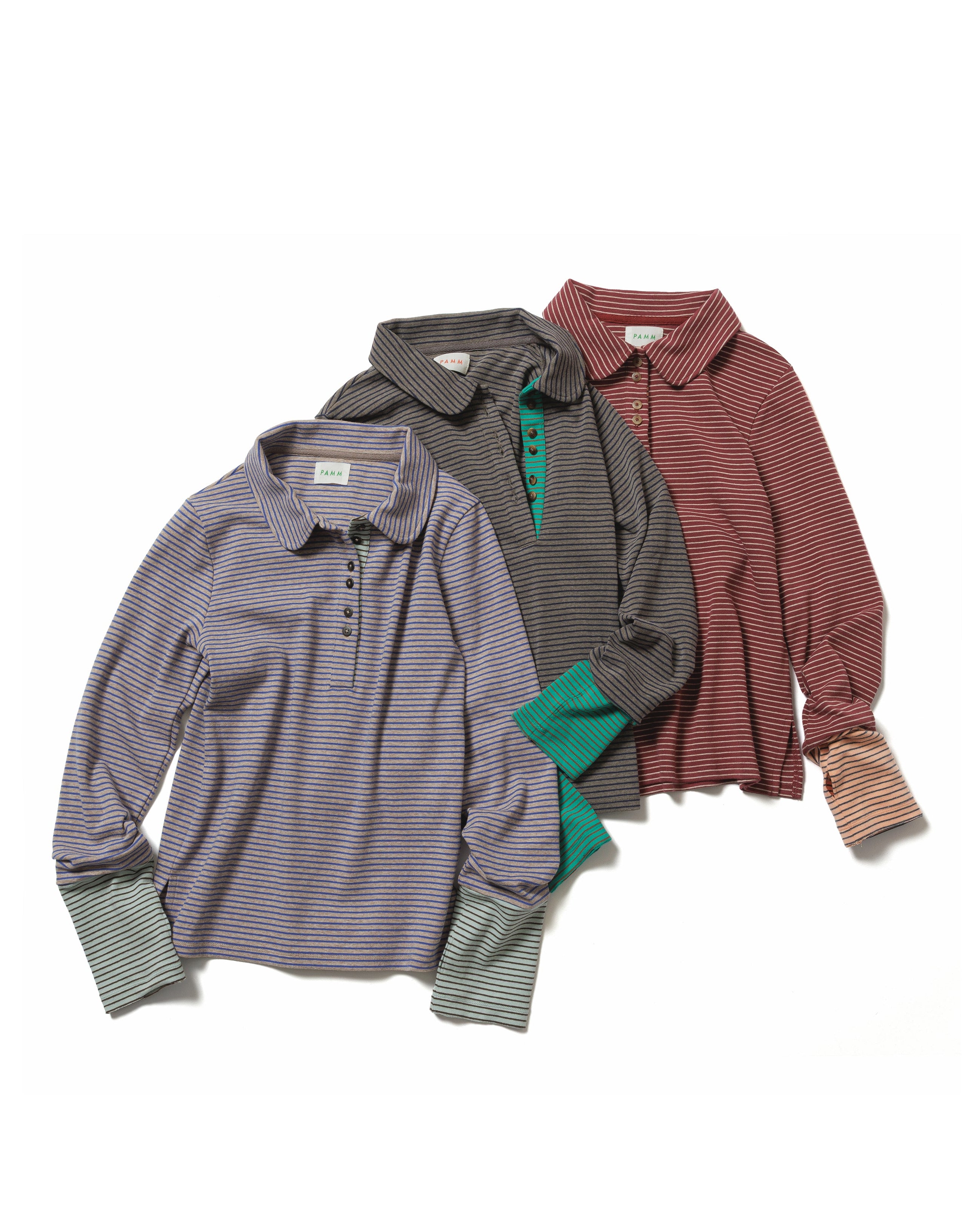 罫線のボーダーポロトップス – pamm.officialstore