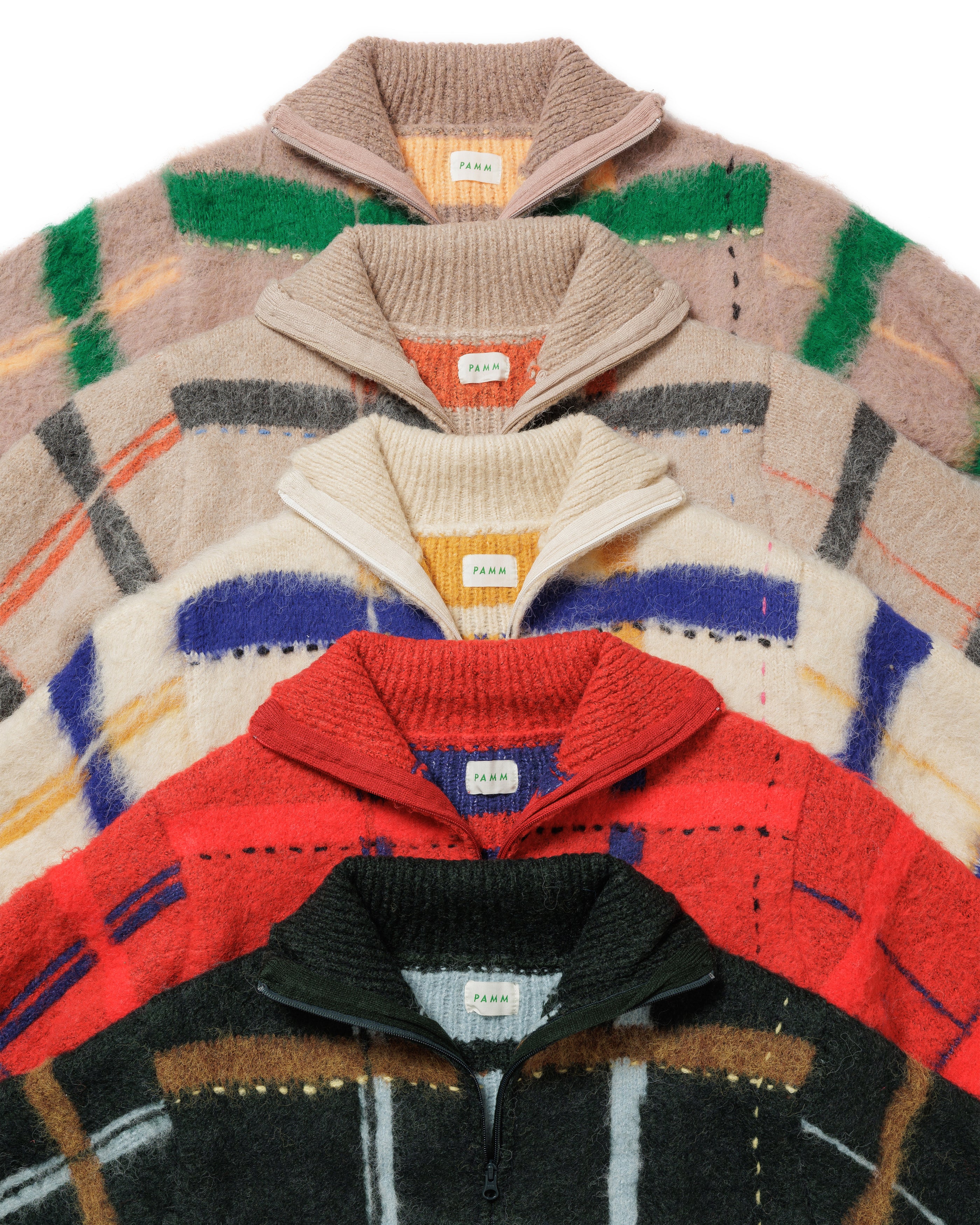 透明な空気のチェックジップニット – pamm.officialstore