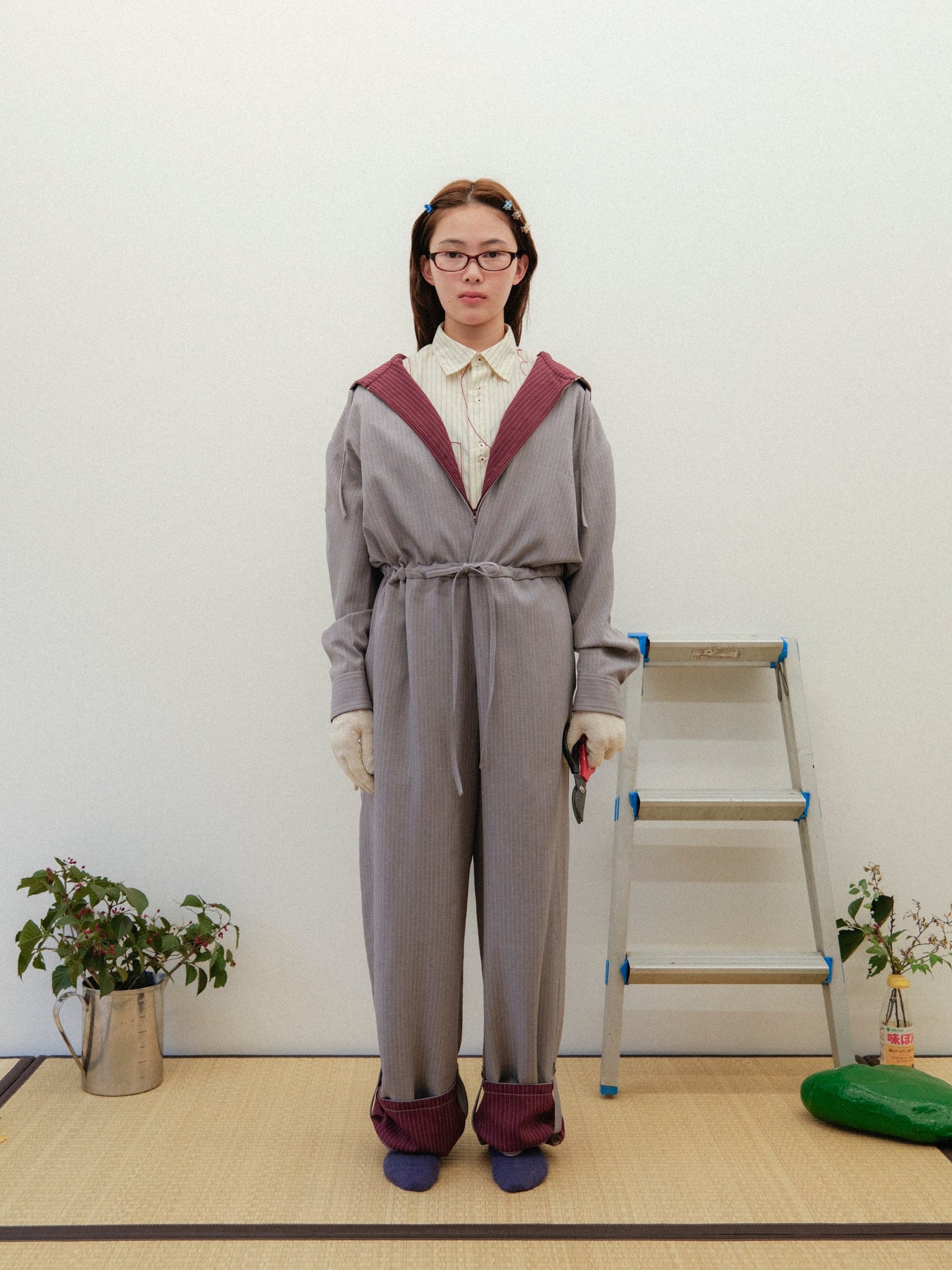 肌色のストライプジャンプスーツ – pamm.officialstore