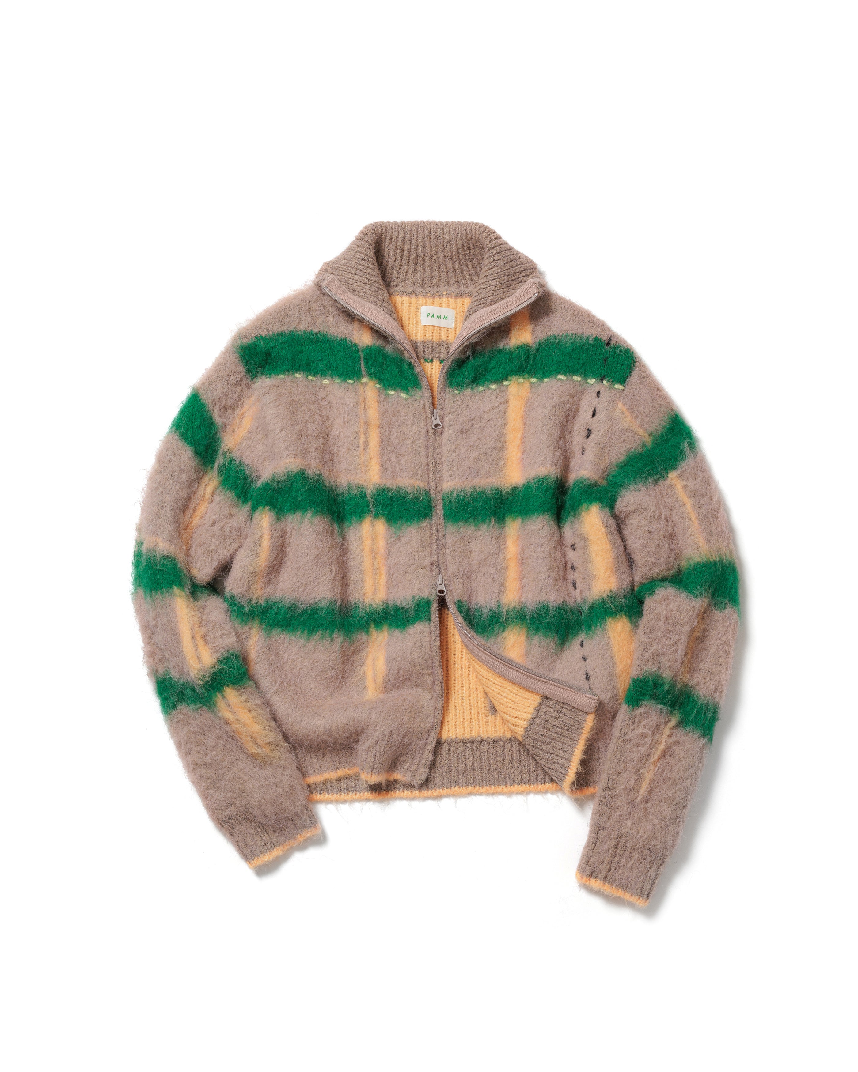 透明な空気のチェックジップニット – pamm.officialstore