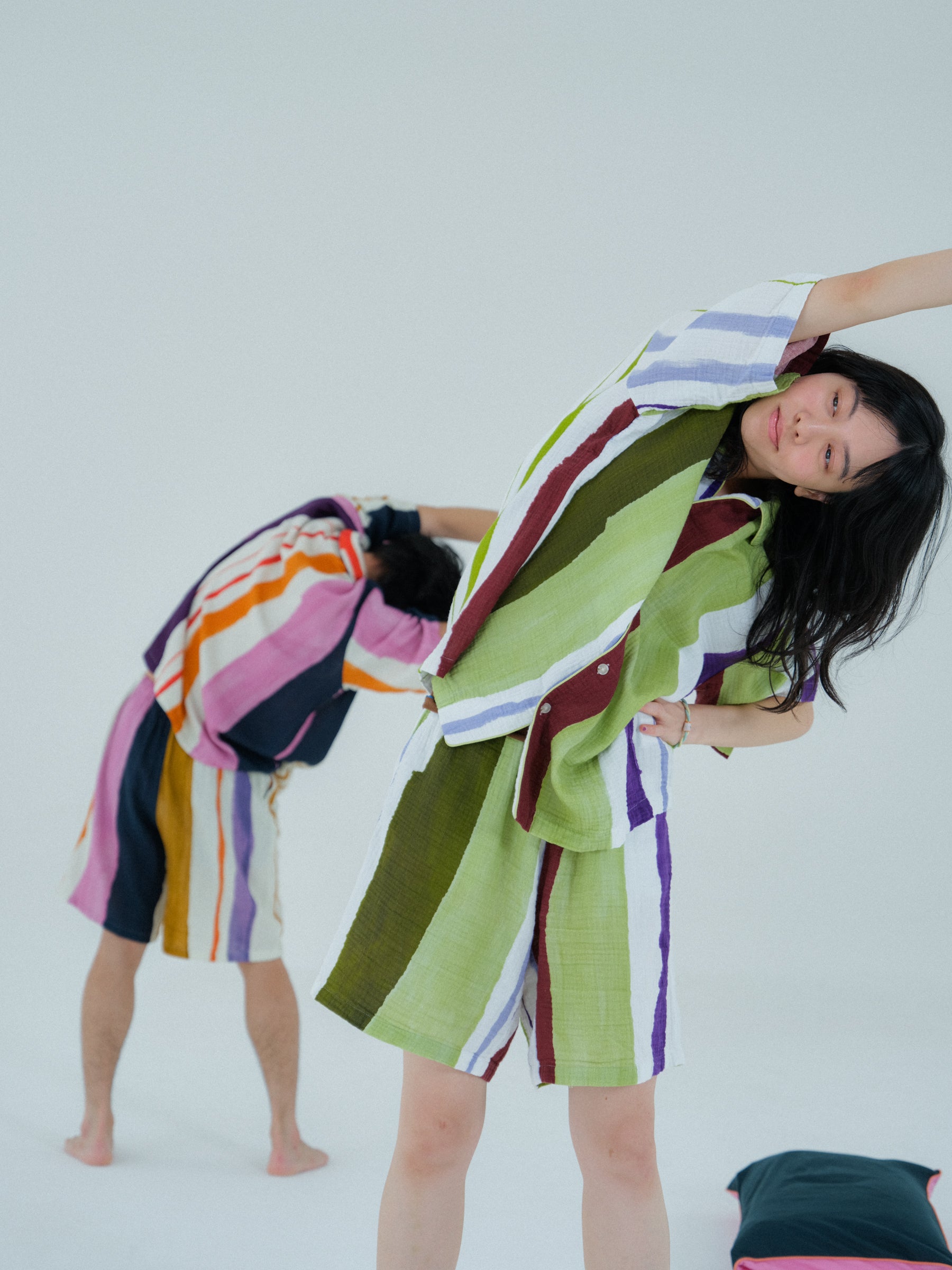 2 新品 入手困難 PAMM 知性のストライプのサマーパジャマ - ガーゼ 夕凪 知性のストライプのサマーパジャマ - ガーゼ – pamm.officialstore