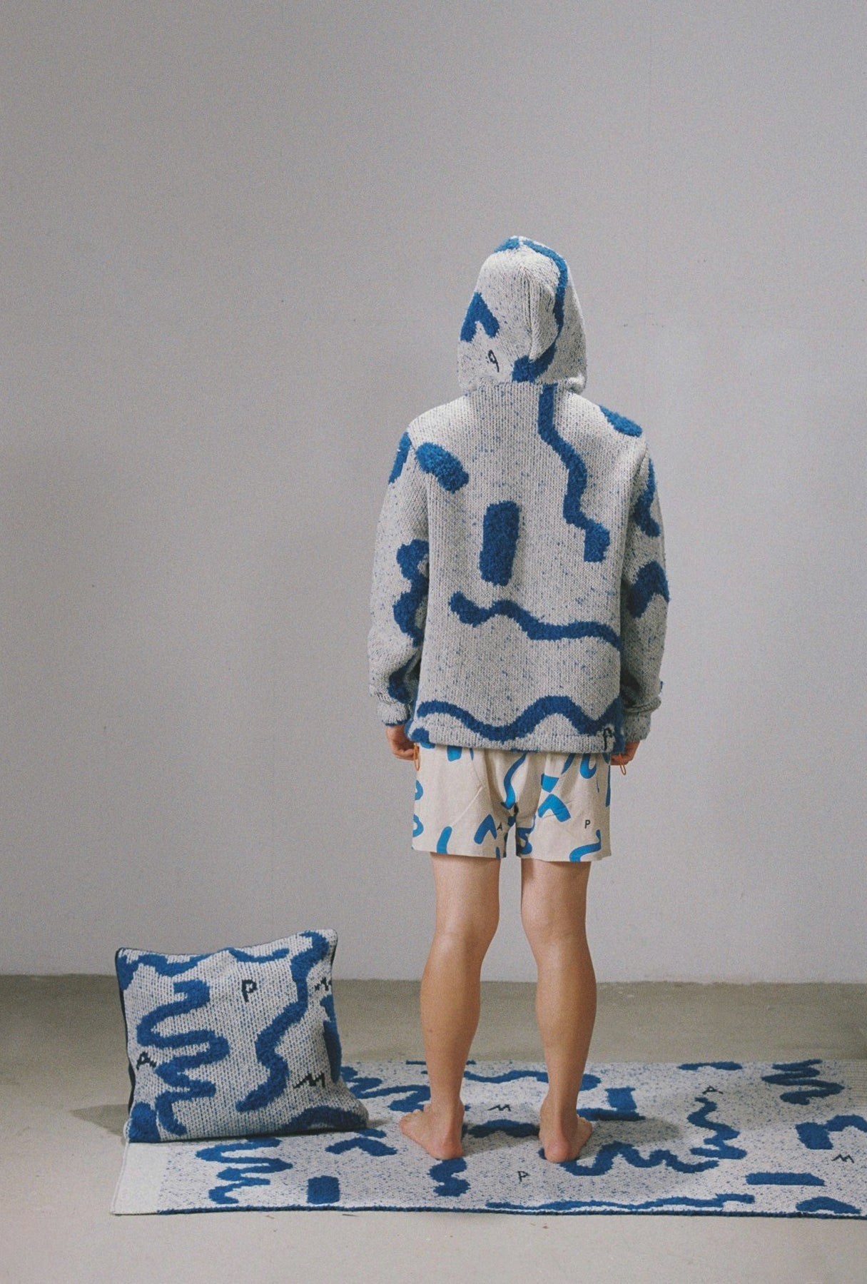 Palmu クッション 水色 クマデザイン thanks sea knit cushion cover – pamm.officialstore