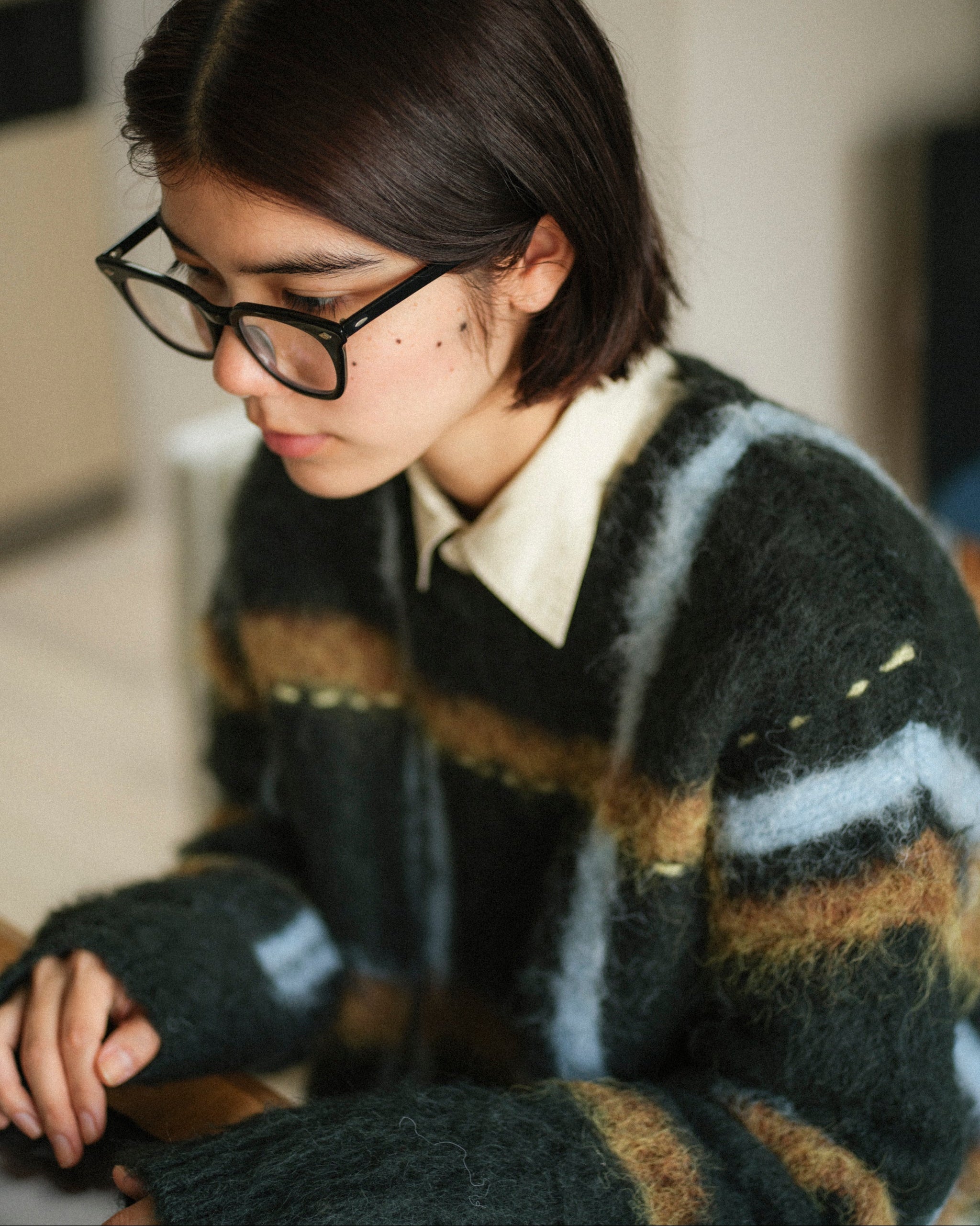 透明な空気のチェックニット – pamm.officialstore