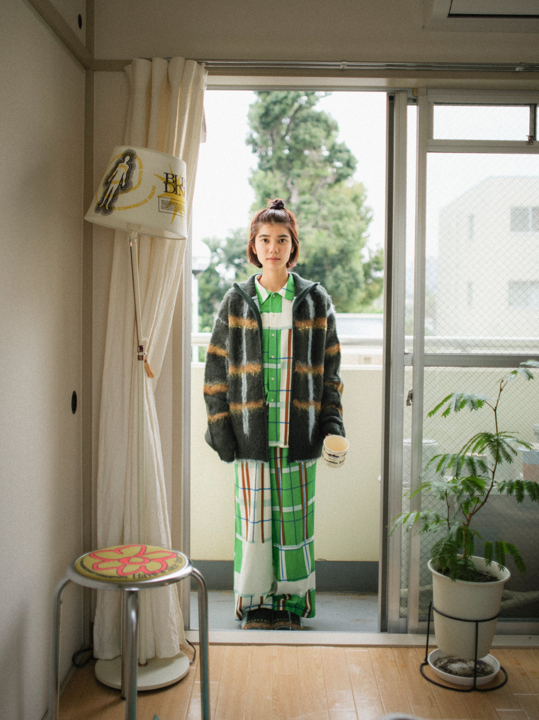 透明な空気のチェックジップニット – pamm.officialstore