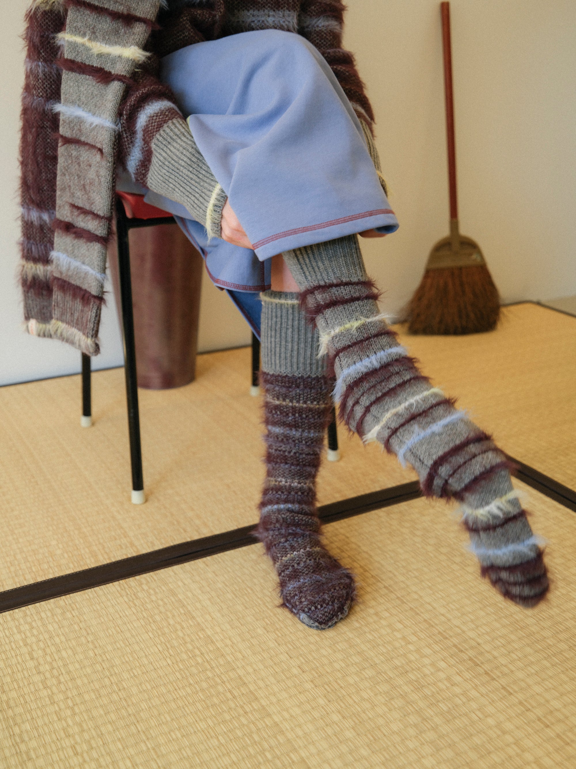 PAMM パム フレットボーダーニット ブラウンブルーライン pamm フレットボーダーニットPO ブラウンブルーライン PAMM | yocka