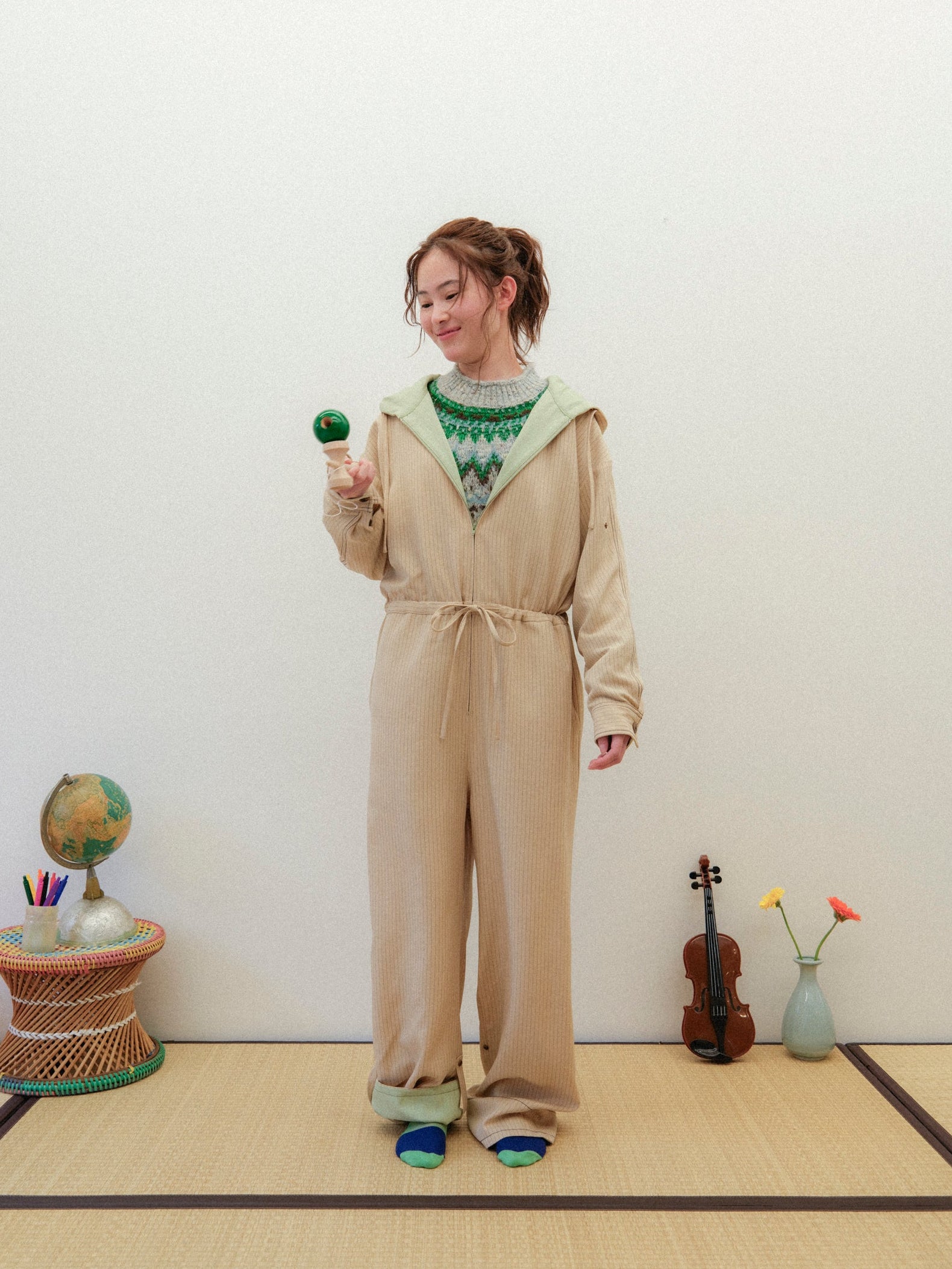 肌色のストライプジャンプスーツ – pamm.officialstore