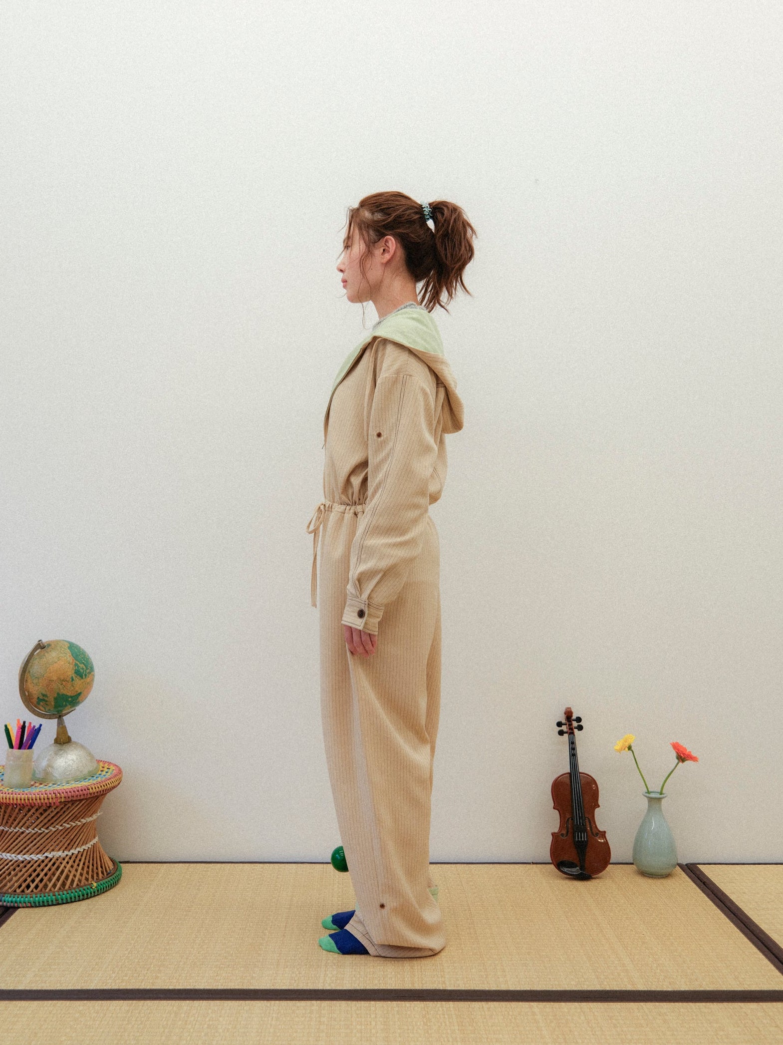 肌色のストライプジャンプスーツ – pamm.officialstore