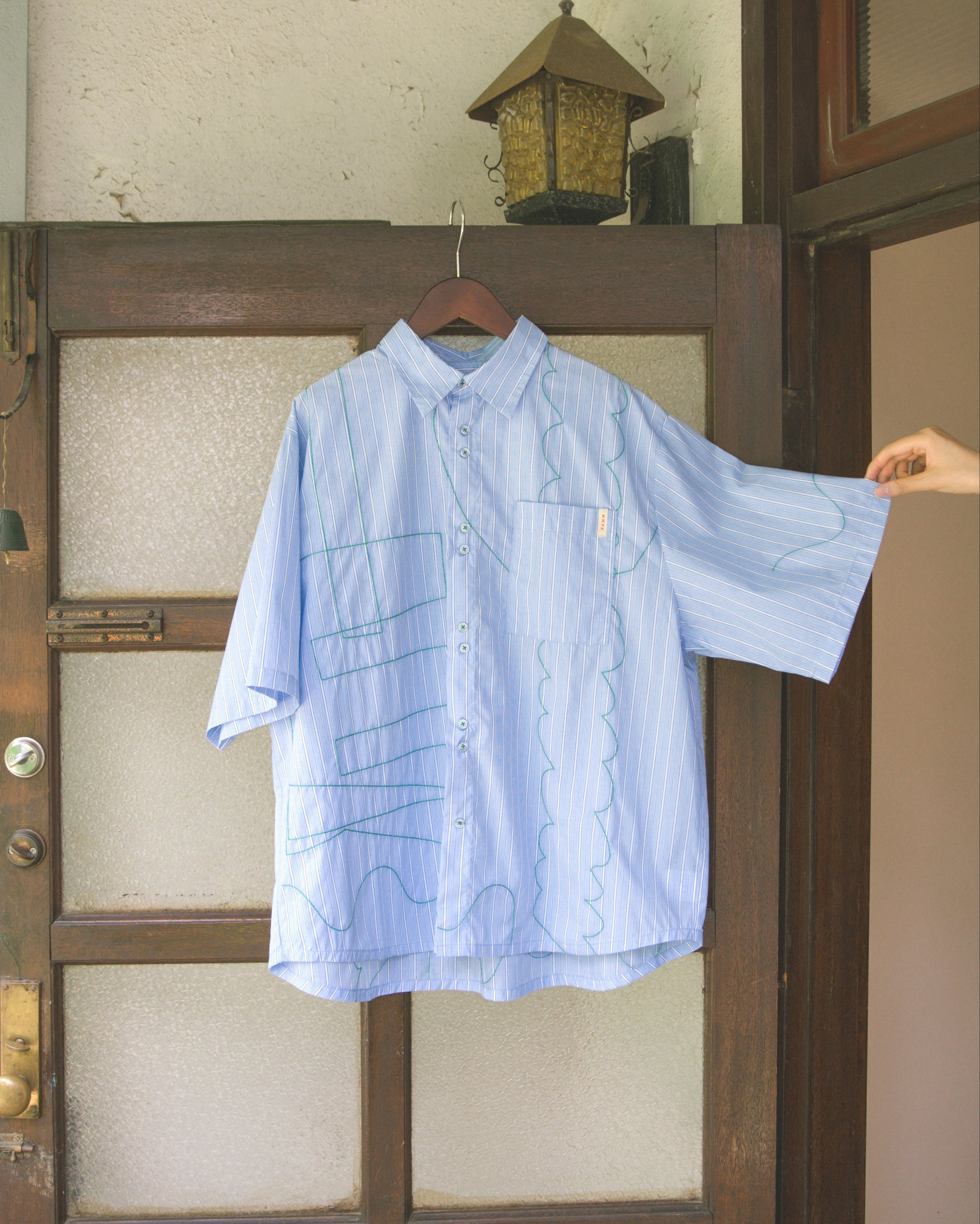 寛大なインテリアのストライプ刺繍シャツ – pamm.officialstore