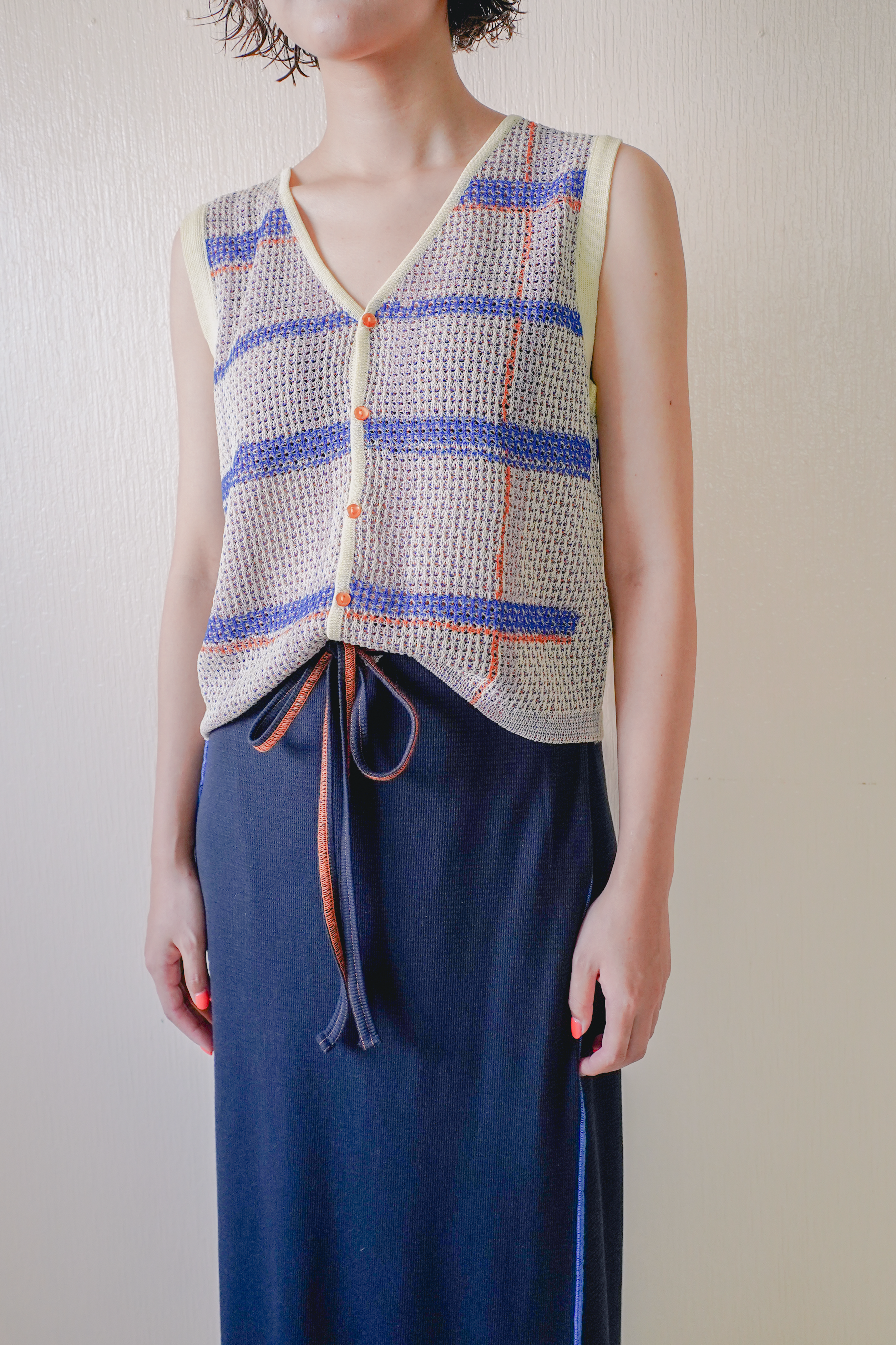 透明な空気のチェックメッシュベスト – pamm.officialstore