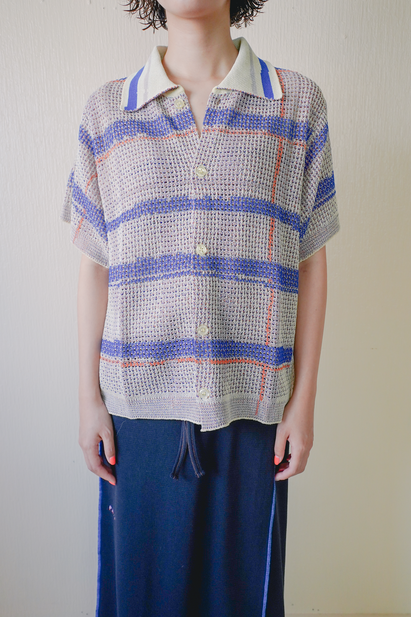 透明な空気のチェックメッシュポロ – pamm.officialstore