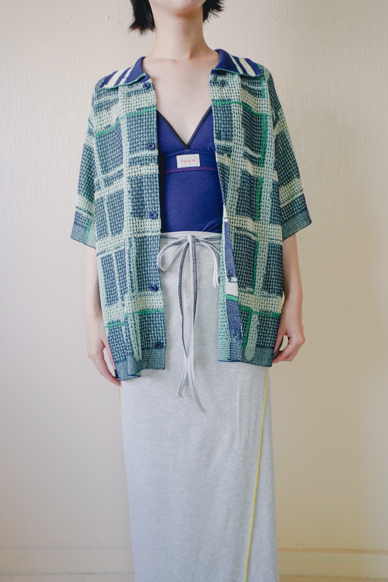 透明な空気のチェックメッシュポロ – pamm.officialstore