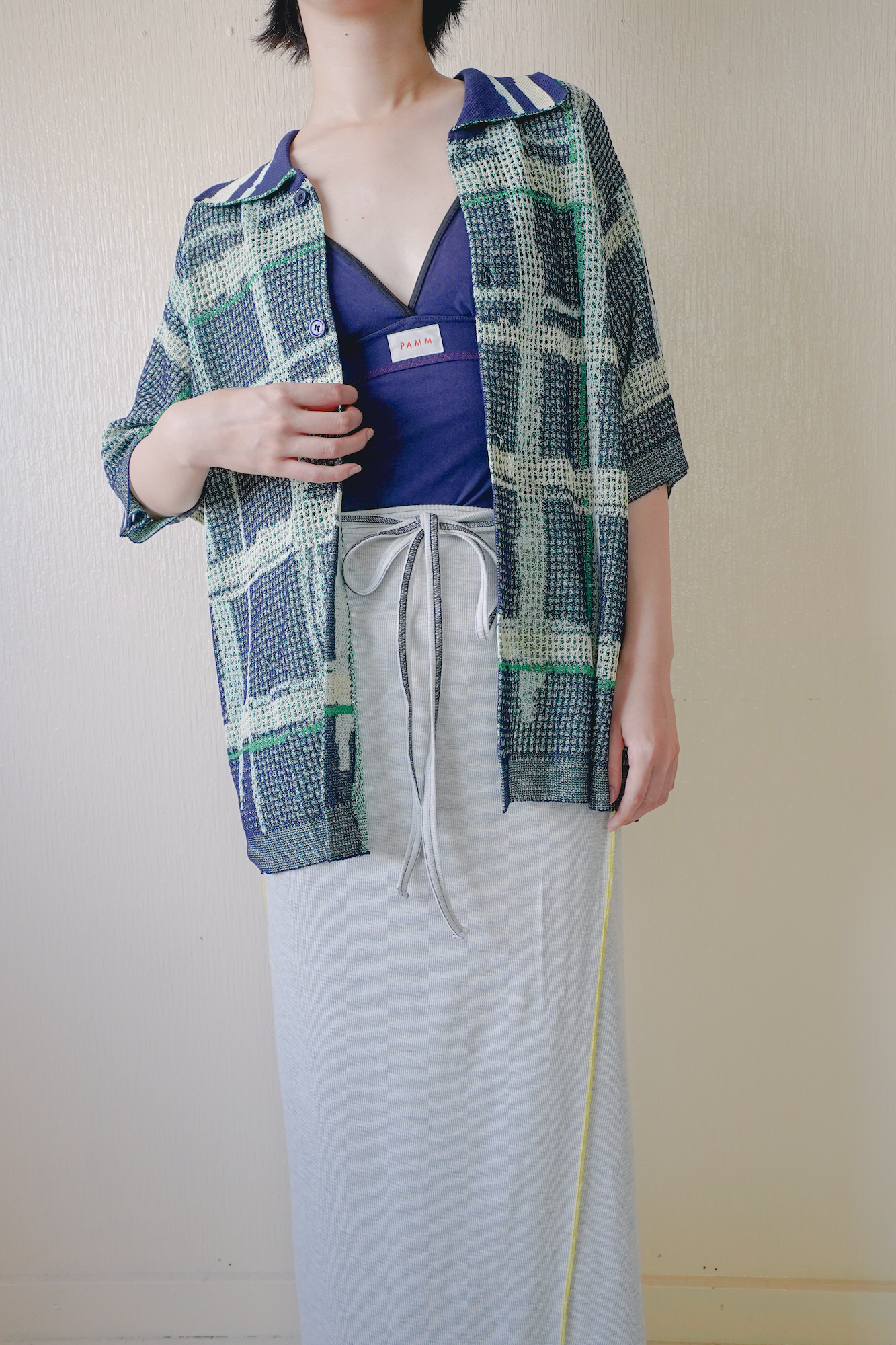 透明な空気のチェックメッシュポロ – pamm.officialstore