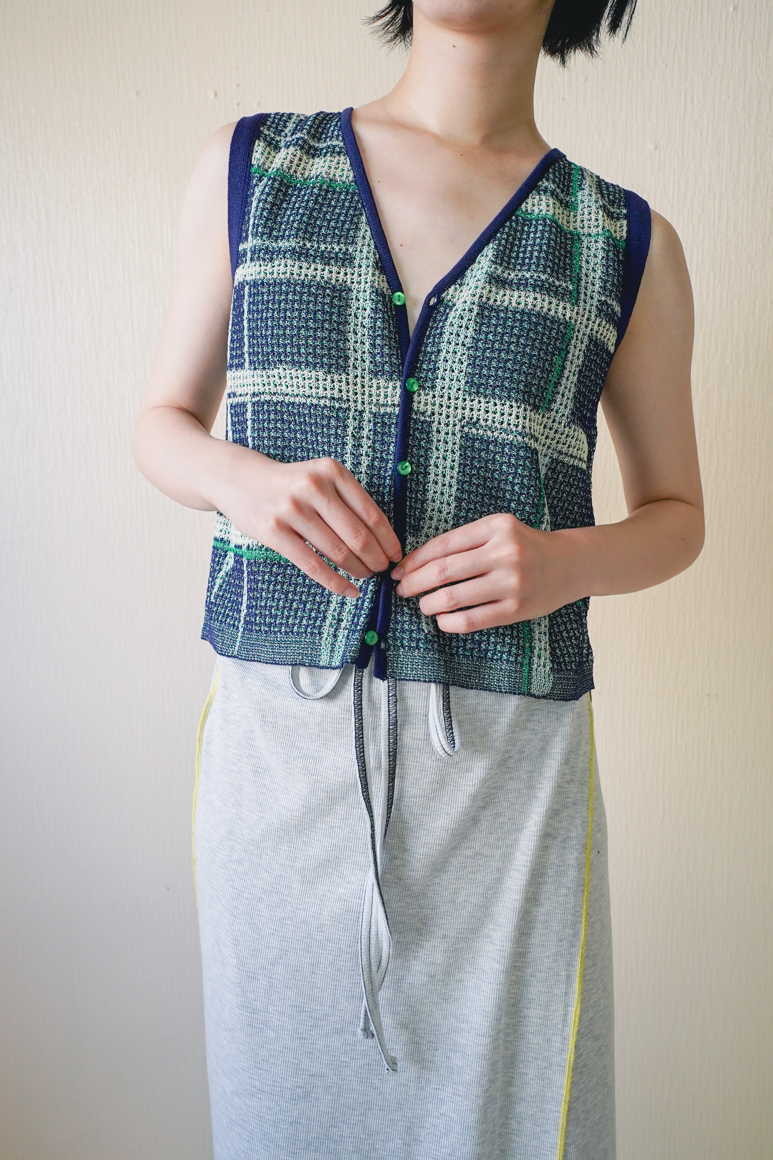 透明な空気のチェックメッシュベスト – pamm.officialstore