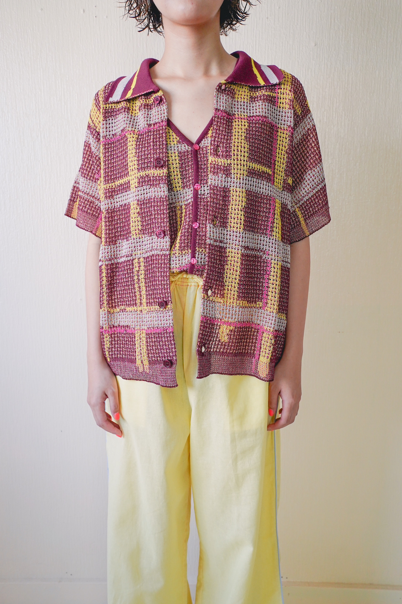 透明な空気のチェックメッシュポロ – pamm.officialstore