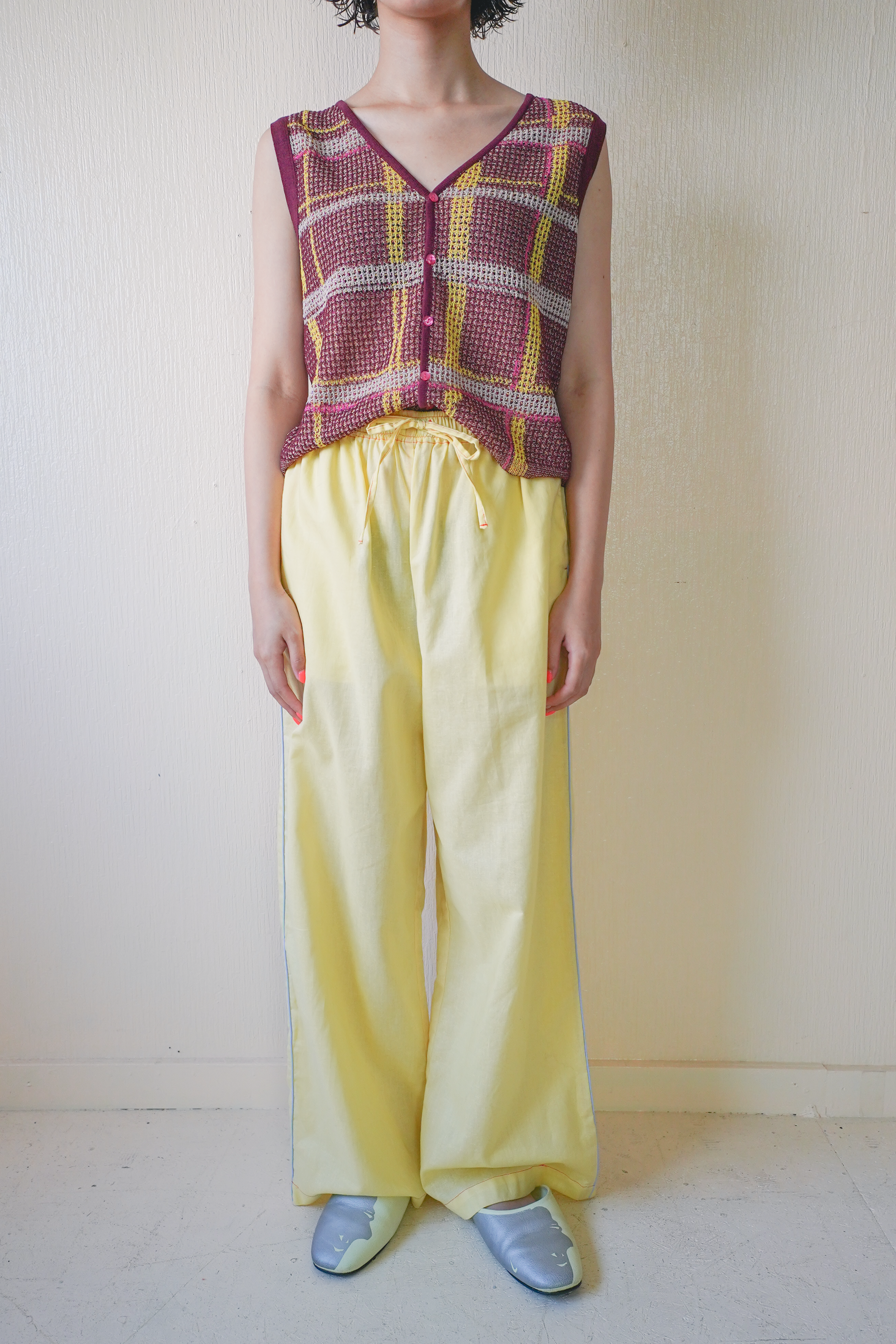 透明な空気のチェックメッシュベスト – pamm.officialstore
