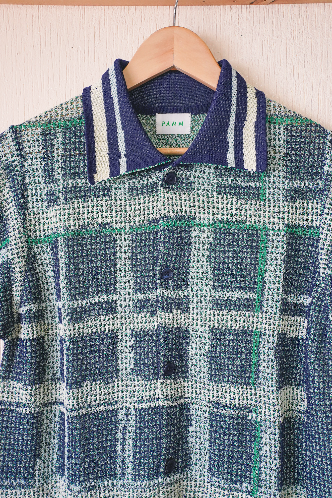 PAMM メッシュポロニット 透明な空気のチェックメッシュポロ – pamm.officialstore