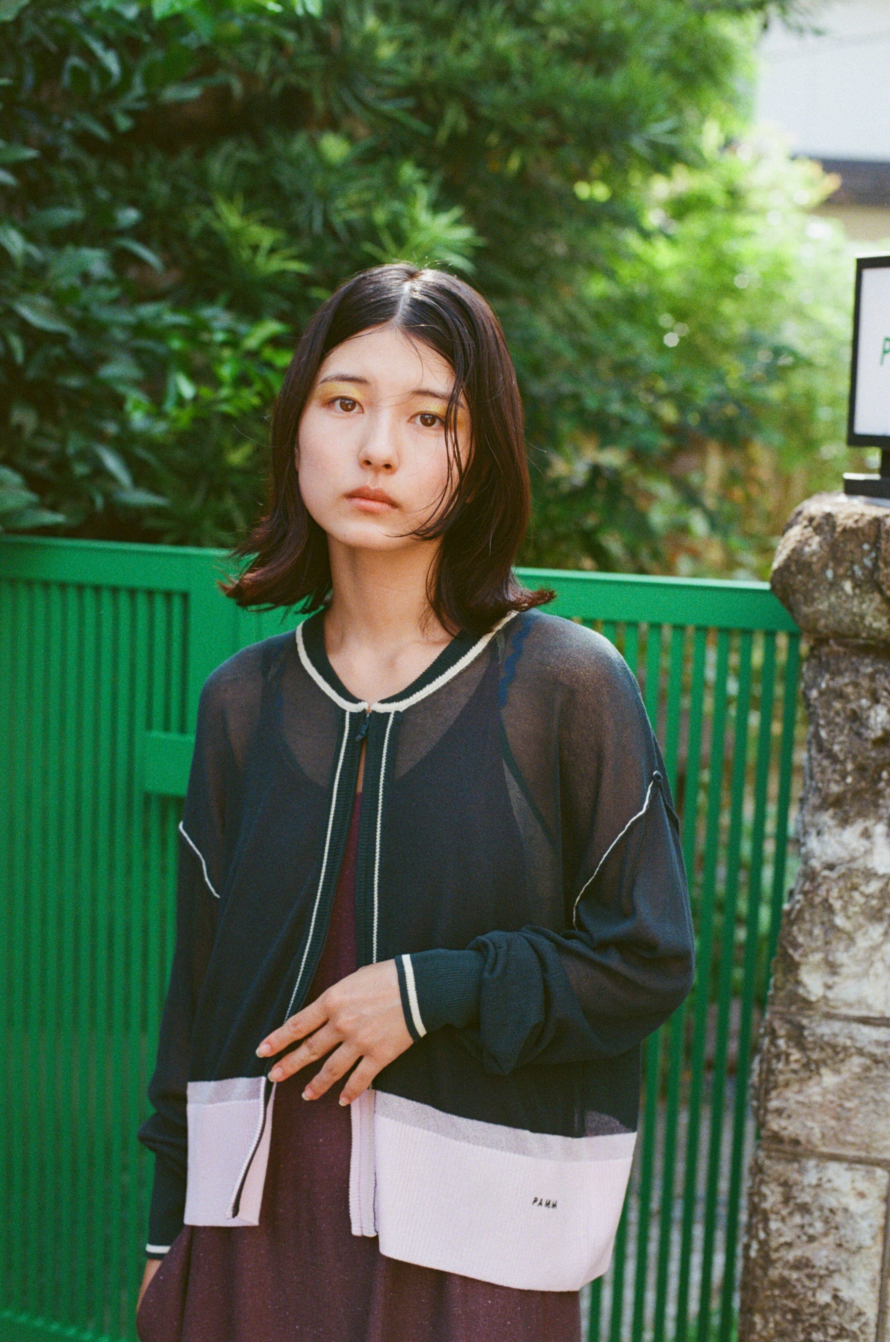 Pamm パム　ジップアップ　トップス　ブラウン see-through zip tops – pamm.officialstore