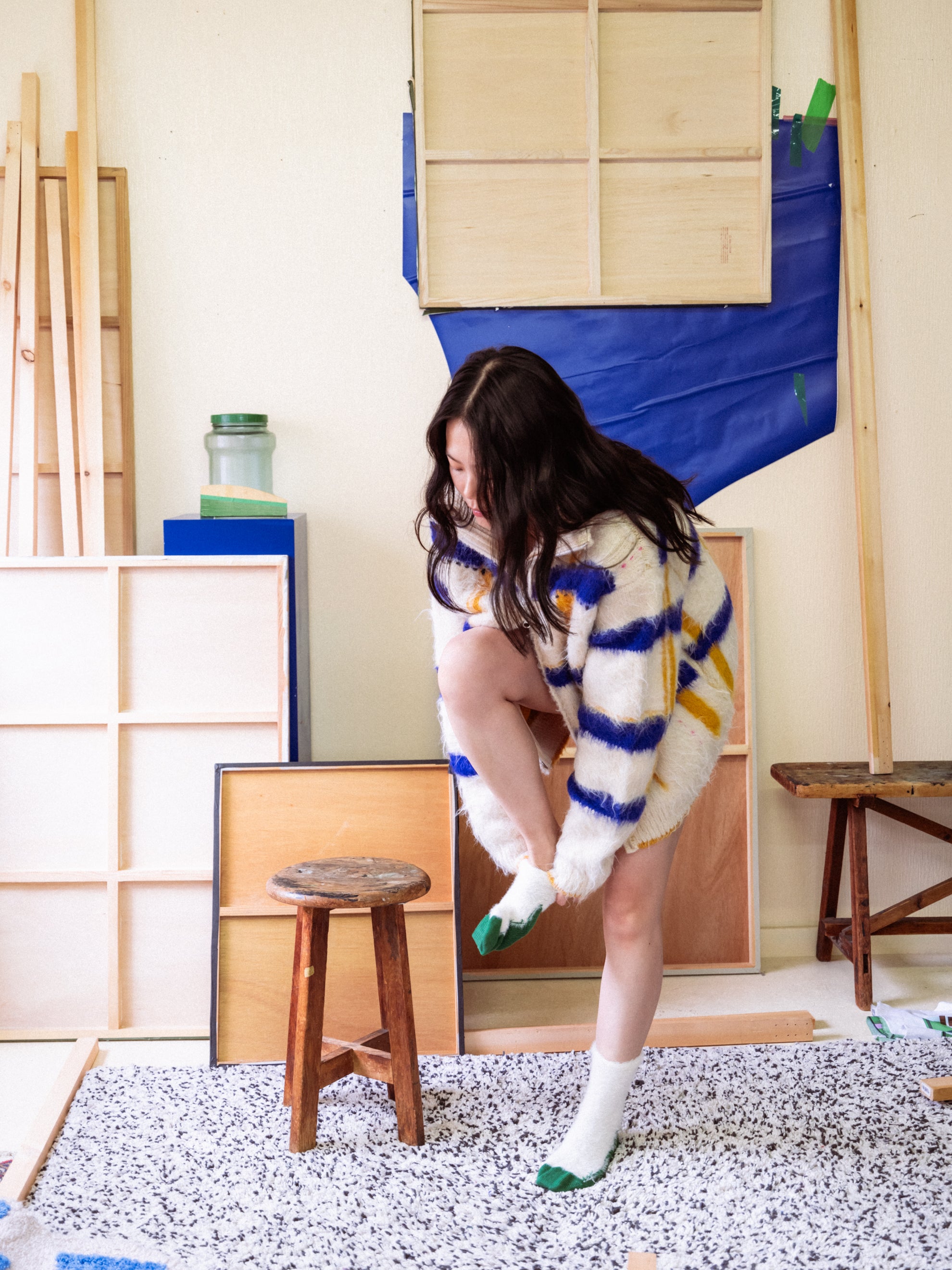 透明な空気のチェックジップニット – pamm.officialstore
