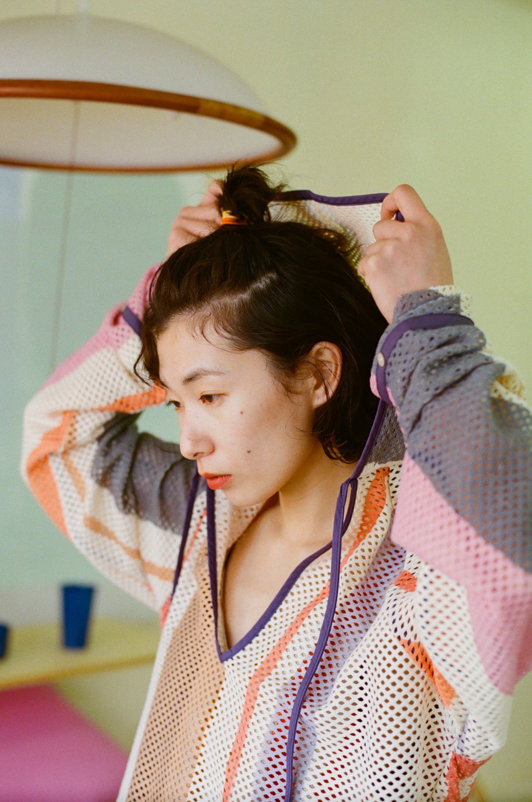 知性のストライプメッシュフーディー – pamm.officialstore