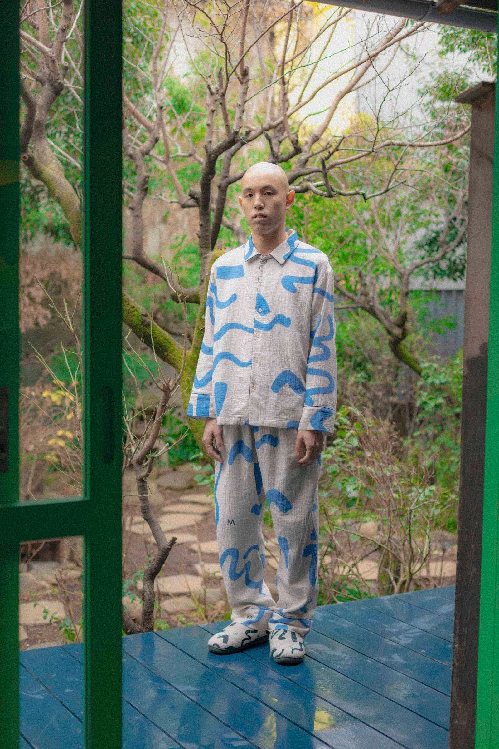 完売サイズ　thanks sea pajamas(クリーム×ブルー) Mサイズ thanks sea pajamas(クリーム×ブルー) – pamm.officialstore
