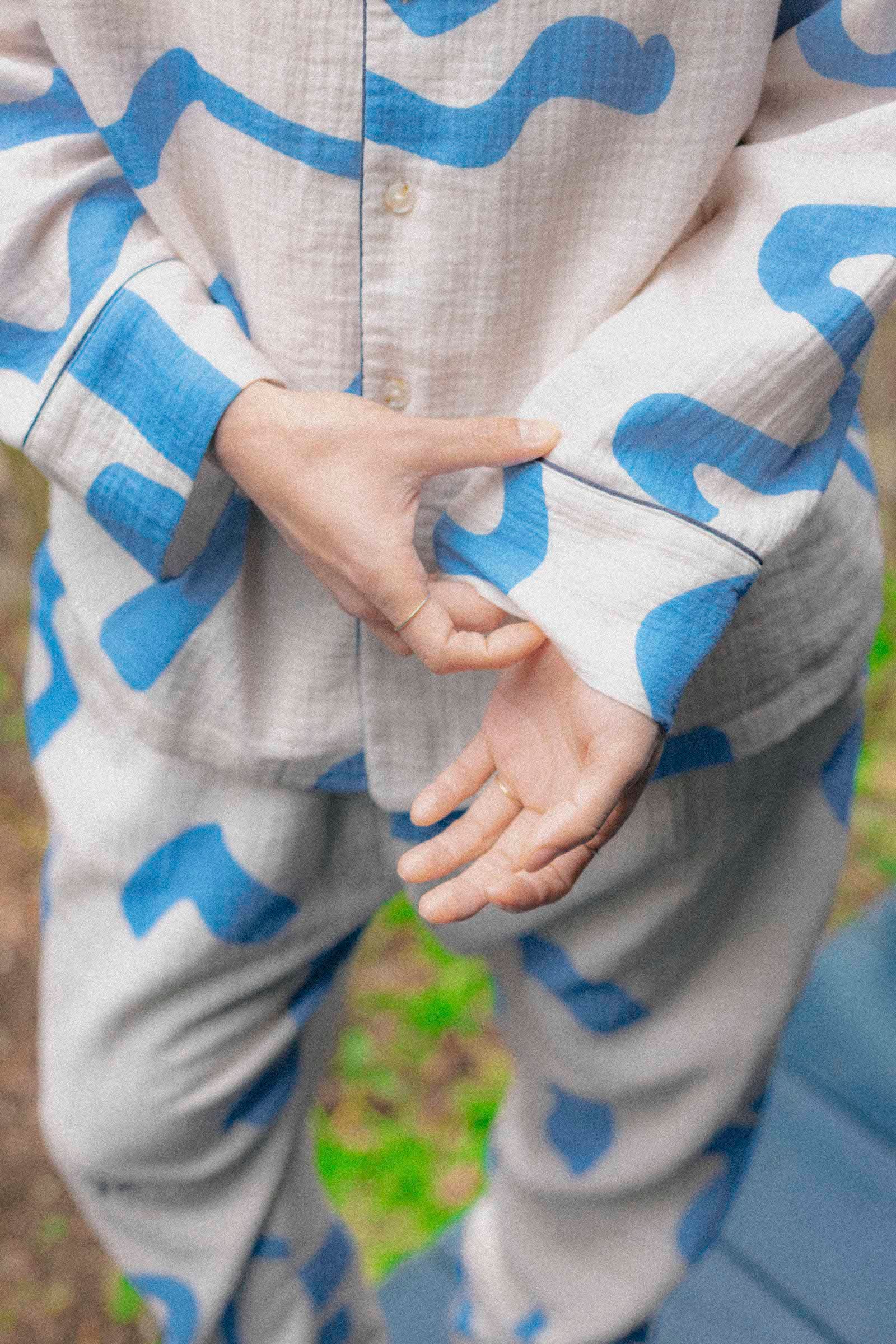完売サイズ　thanks sea pajamas(クリーム×ブルー) Mサイズ thanks sea pajamas(クリーム×ブルー) – pamm.officialstore