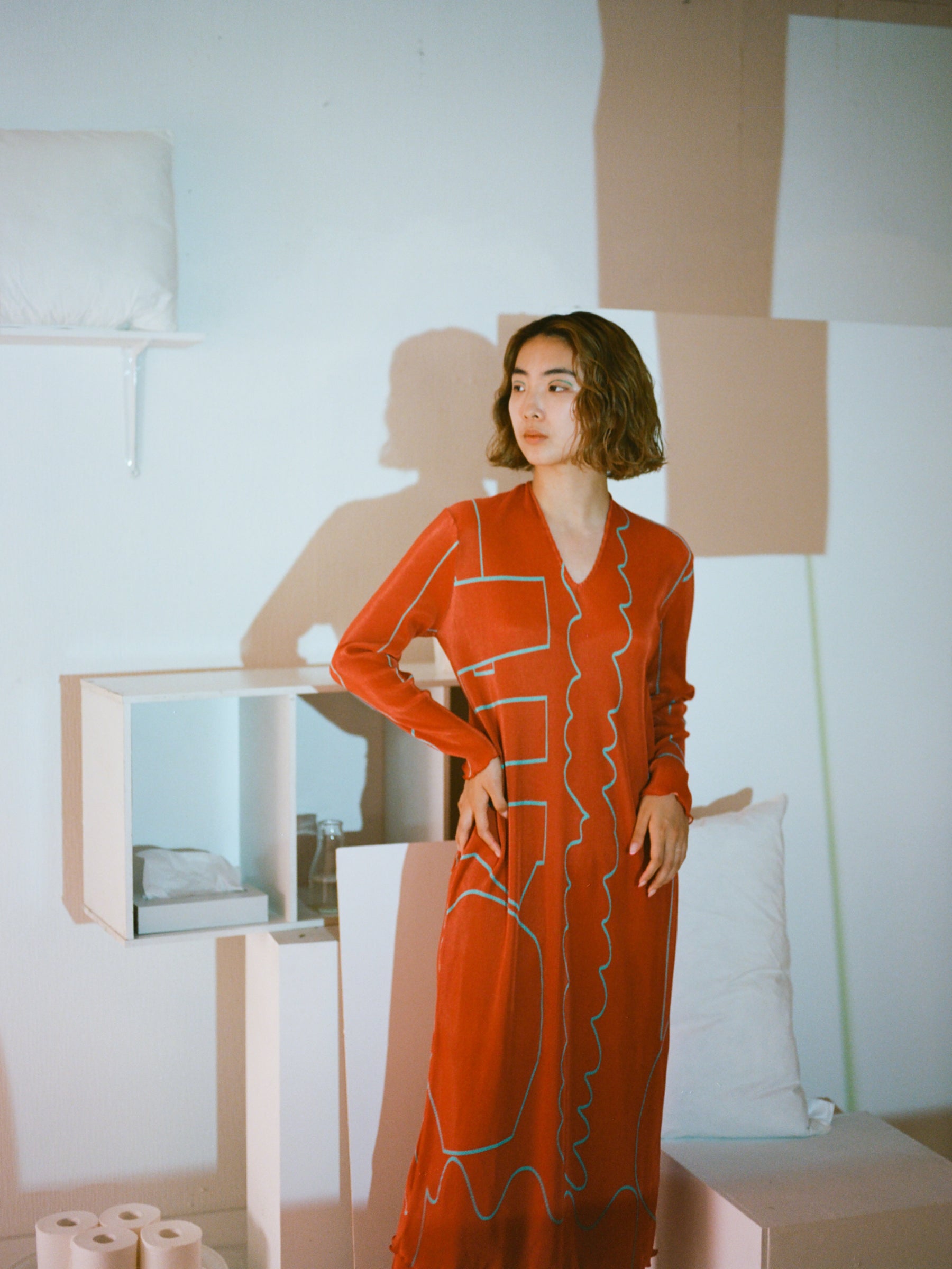 PAMM 紙絵花のプリーツワンピース セール】 《美人百花掲載》フリル