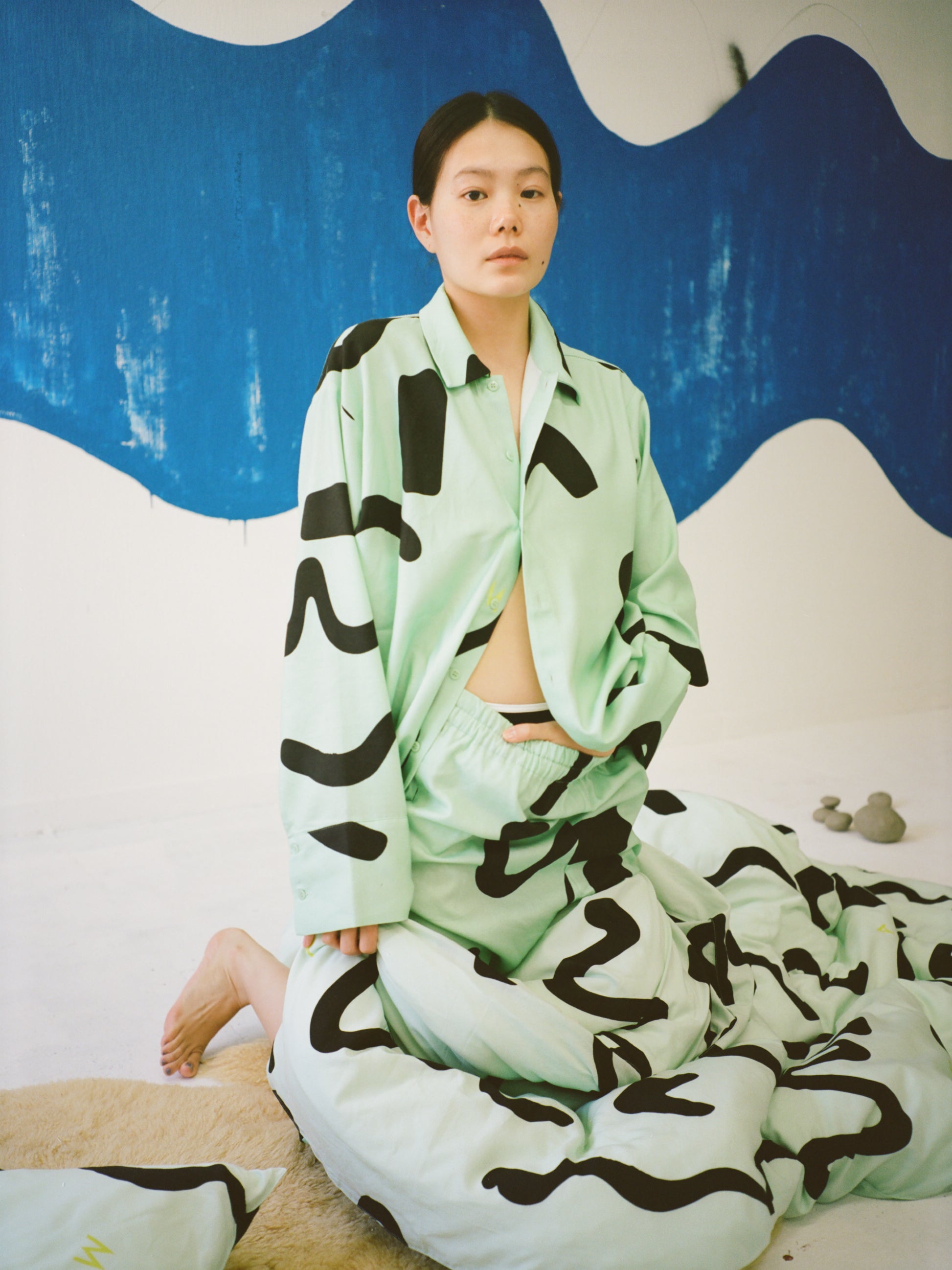 thanks sea pillow case(ミント×ブラック) – pamm.officialstore