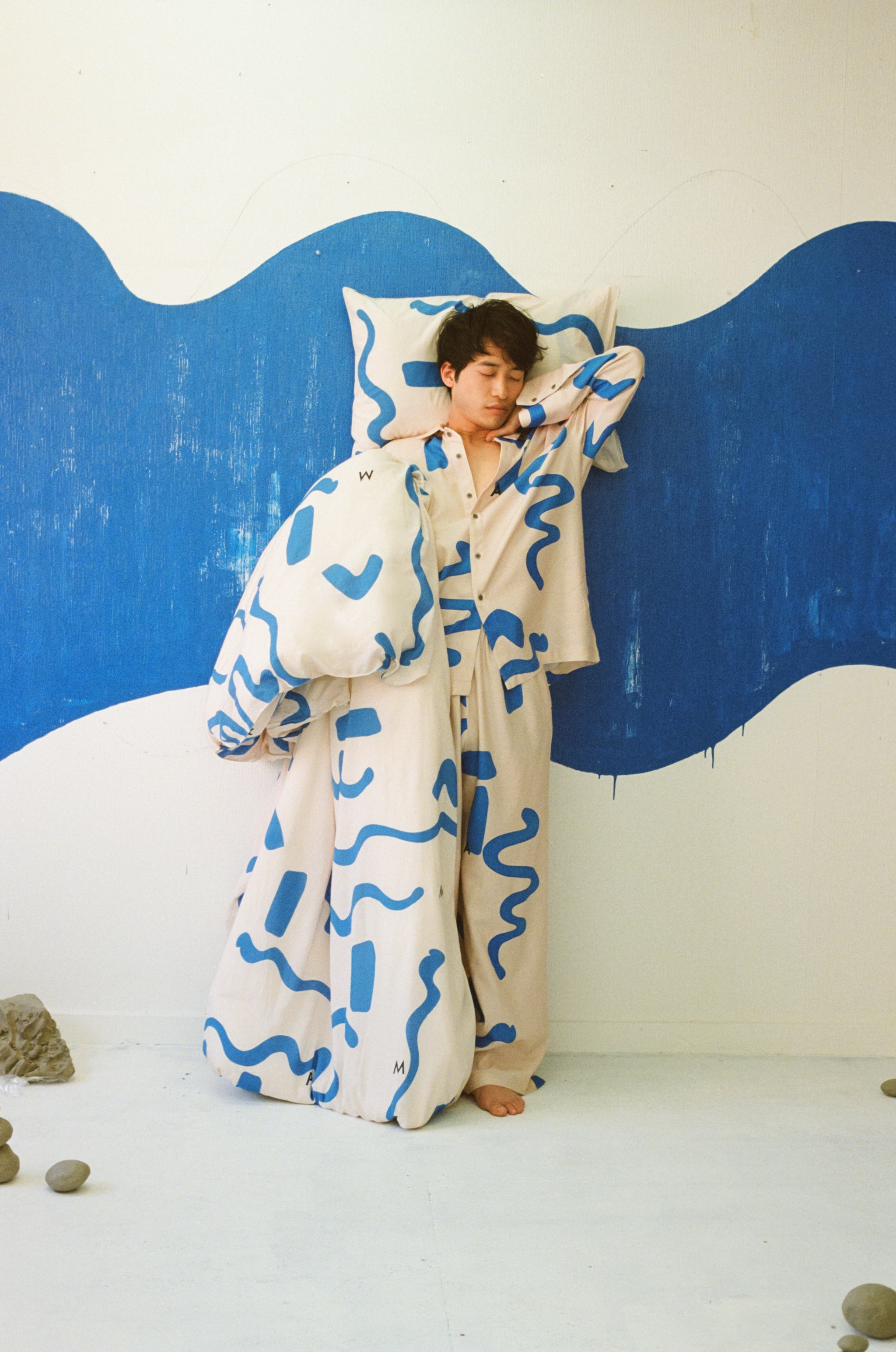 【PAMM】Thanks sea ふとん・枕カバーセット thanks sea pillow case(クリーム×ブルー) – pamm.officialstore