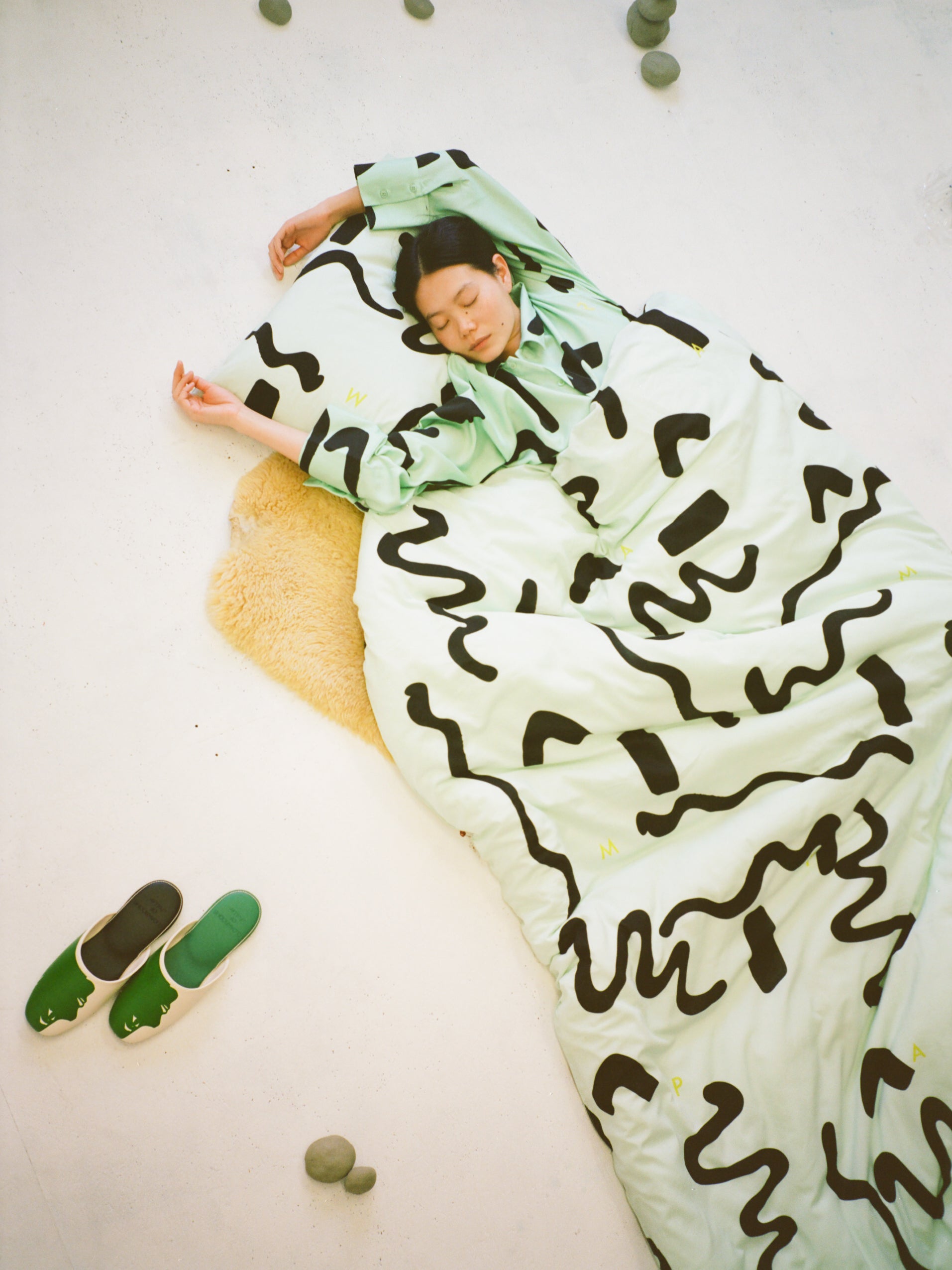 thanks sea duvet cover (セミダブル)(ミント×ブラック) – pamm