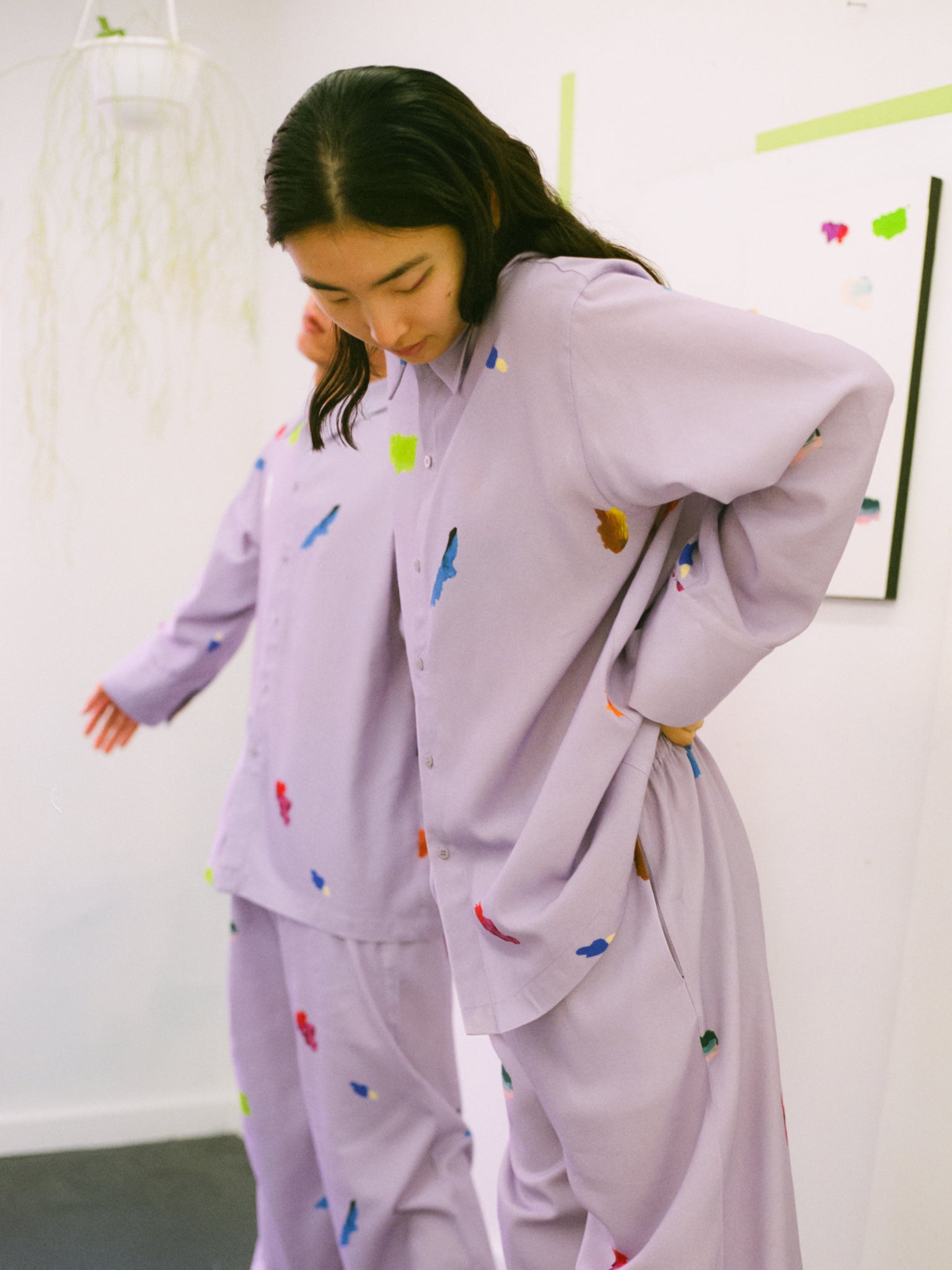 覚醒状態のパジャマ(色落ち紫)