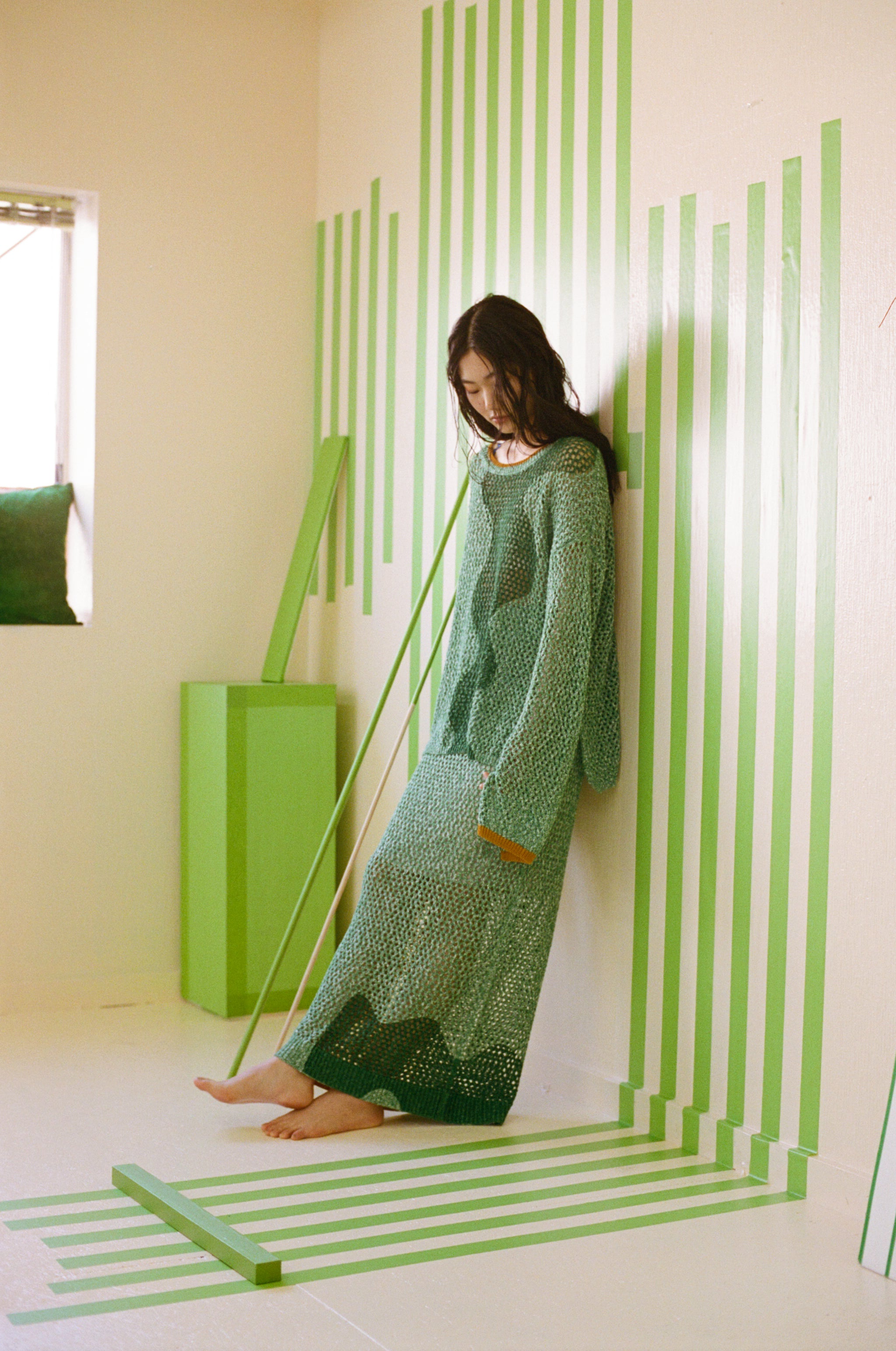 寛大なインテリアのメッシュニットスカート – pamm.officialstore