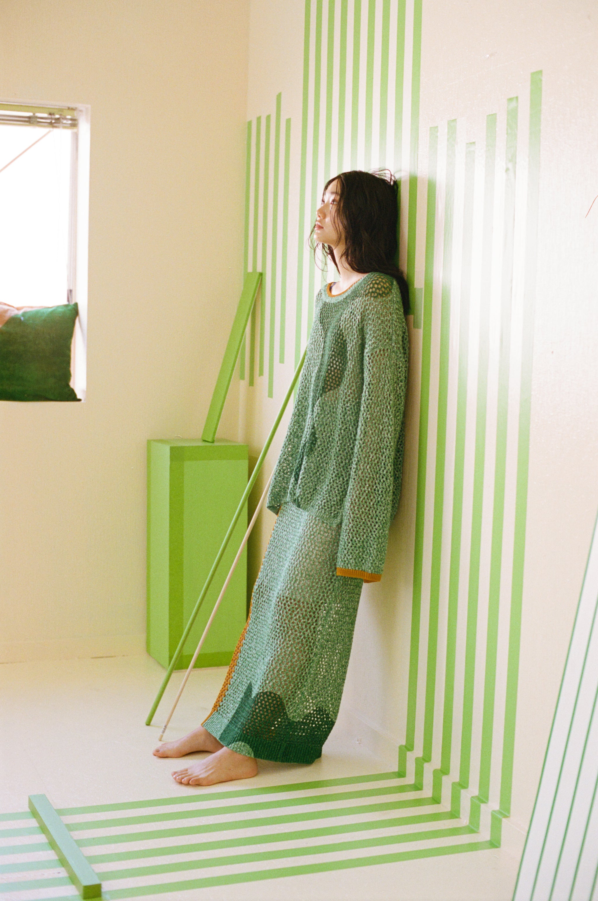 寛大なインテリアのメッシュニットスカート – pamm.officialstore