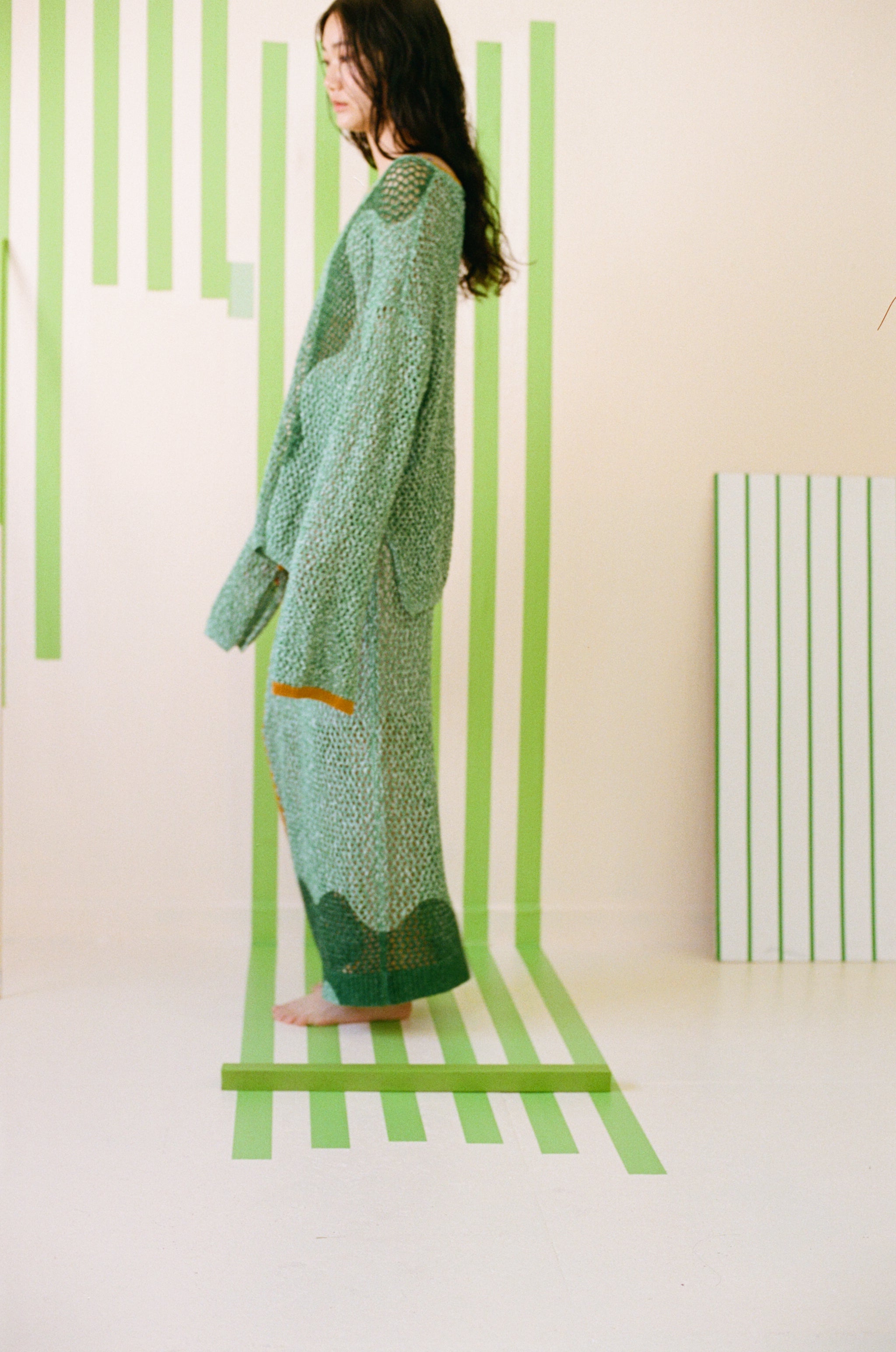 寛大なインテリアのメッシュニットスカート – pamm.officialstore
