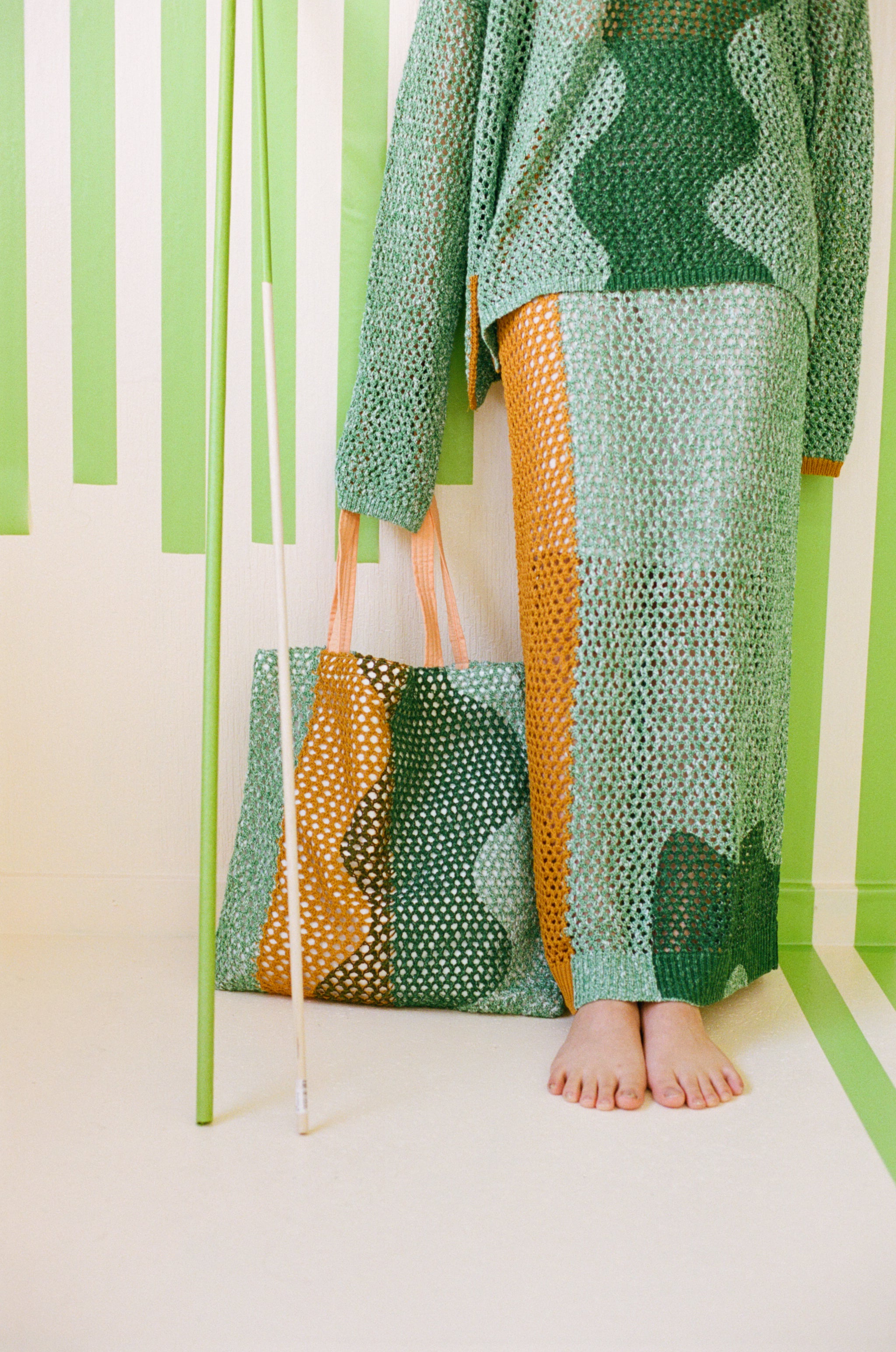 寛大なインテリアのメッシュニットバッグ – pamm.officialstore