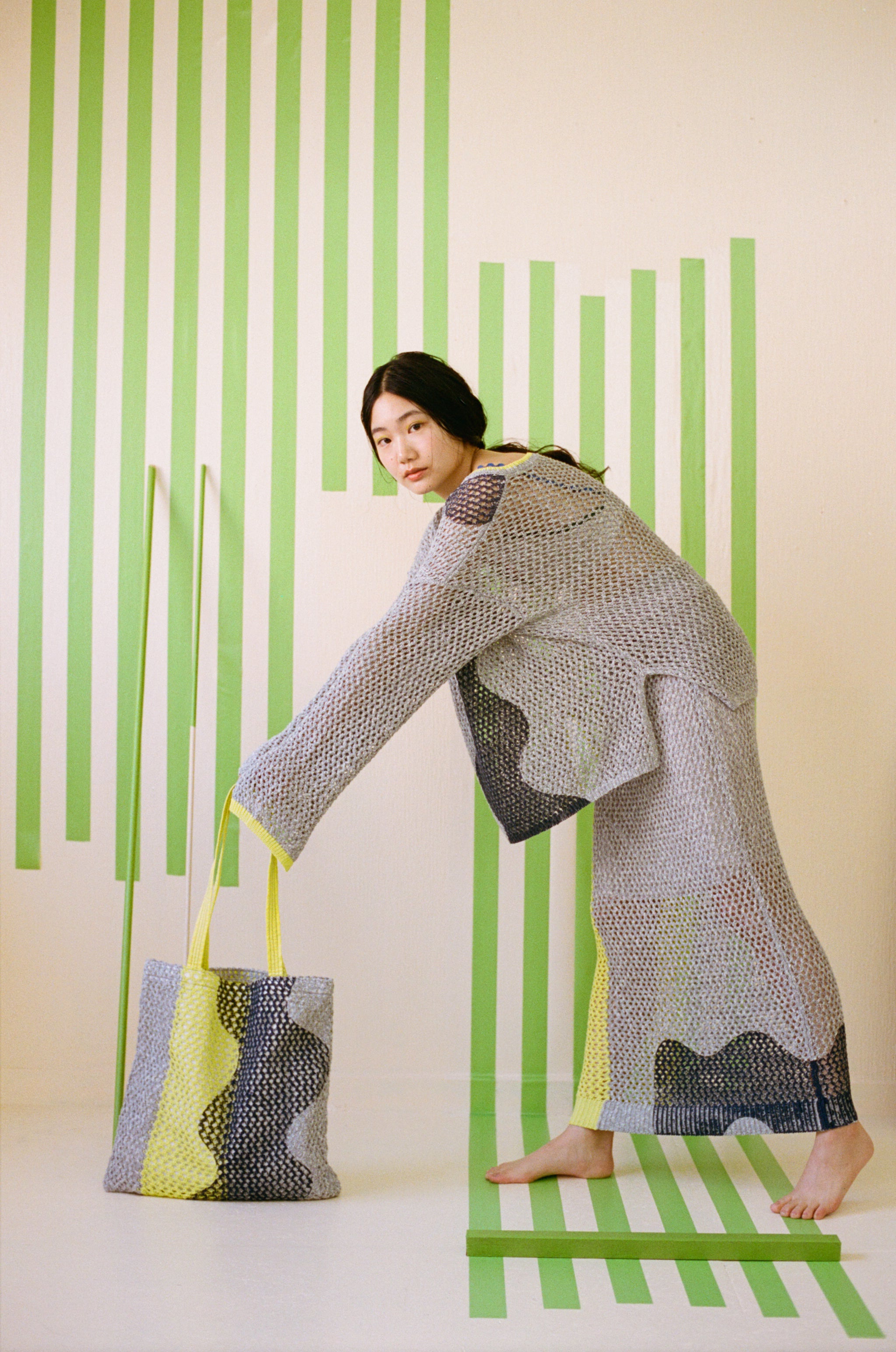 寛大なインテリアのメッシュニットバッグ – pamm.officialstore