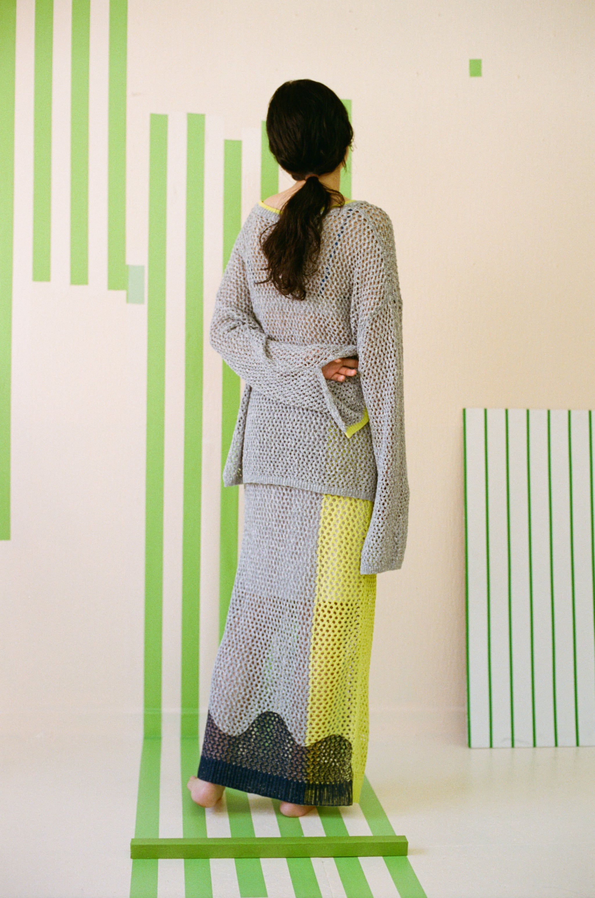 寛大なインテリアのメッシュニットスカート – pamm.officialstore