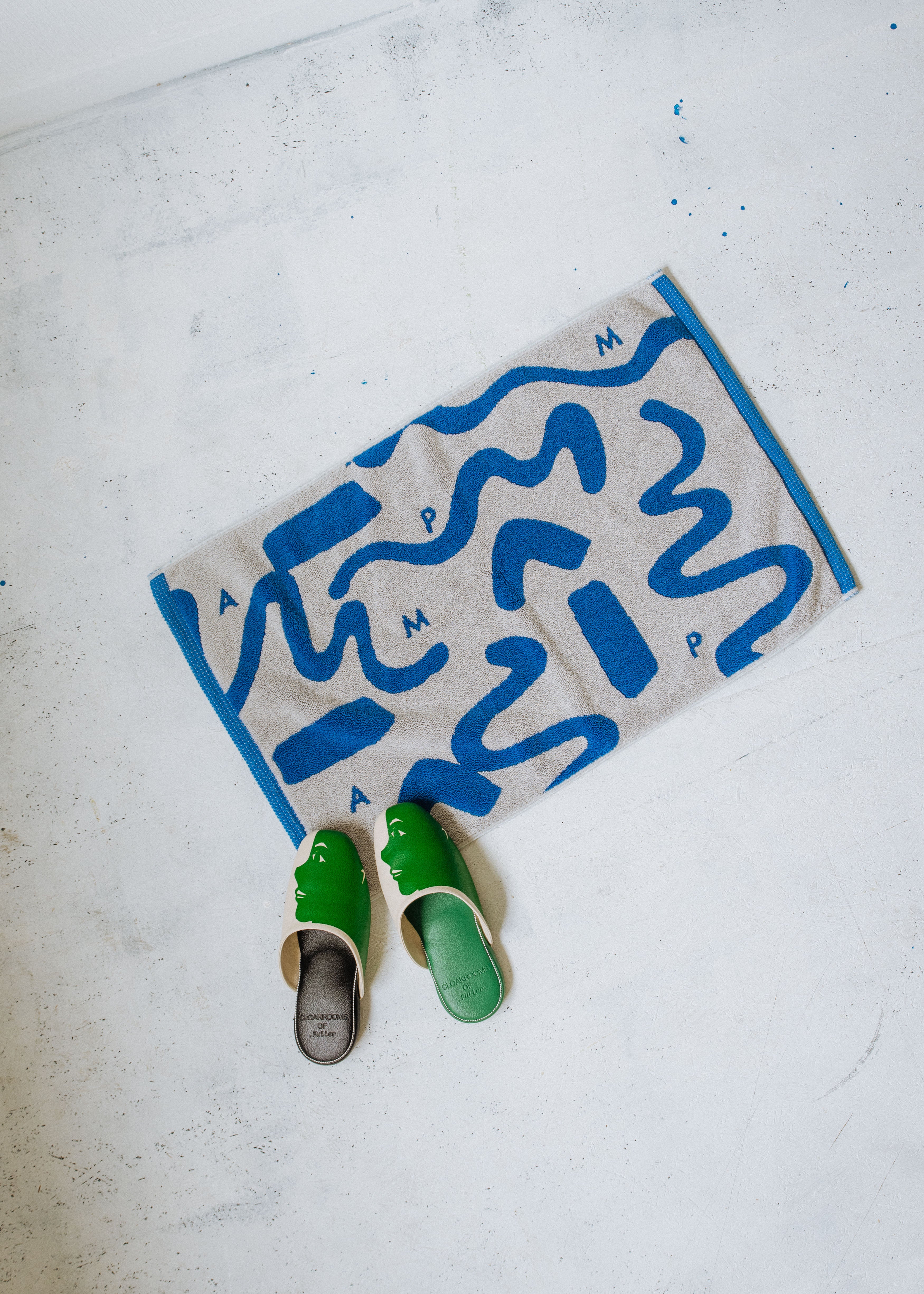 【美品】PAMM バスマット/thanks sea bath mat thanks sea bath mat(クリーム×ブルー) – pamm.officialstore