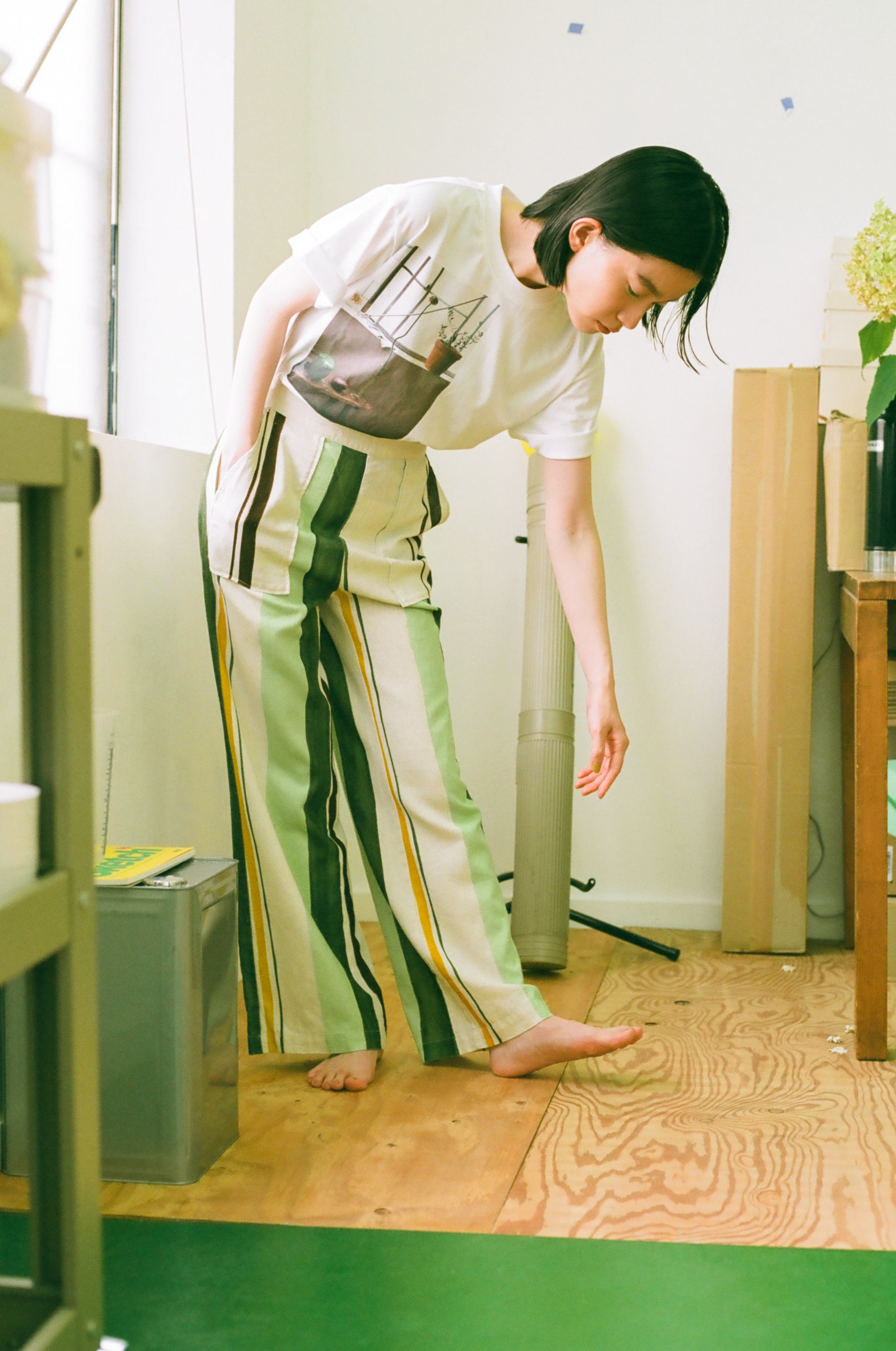 Pamm 知性のストライプパンツ(海中林)